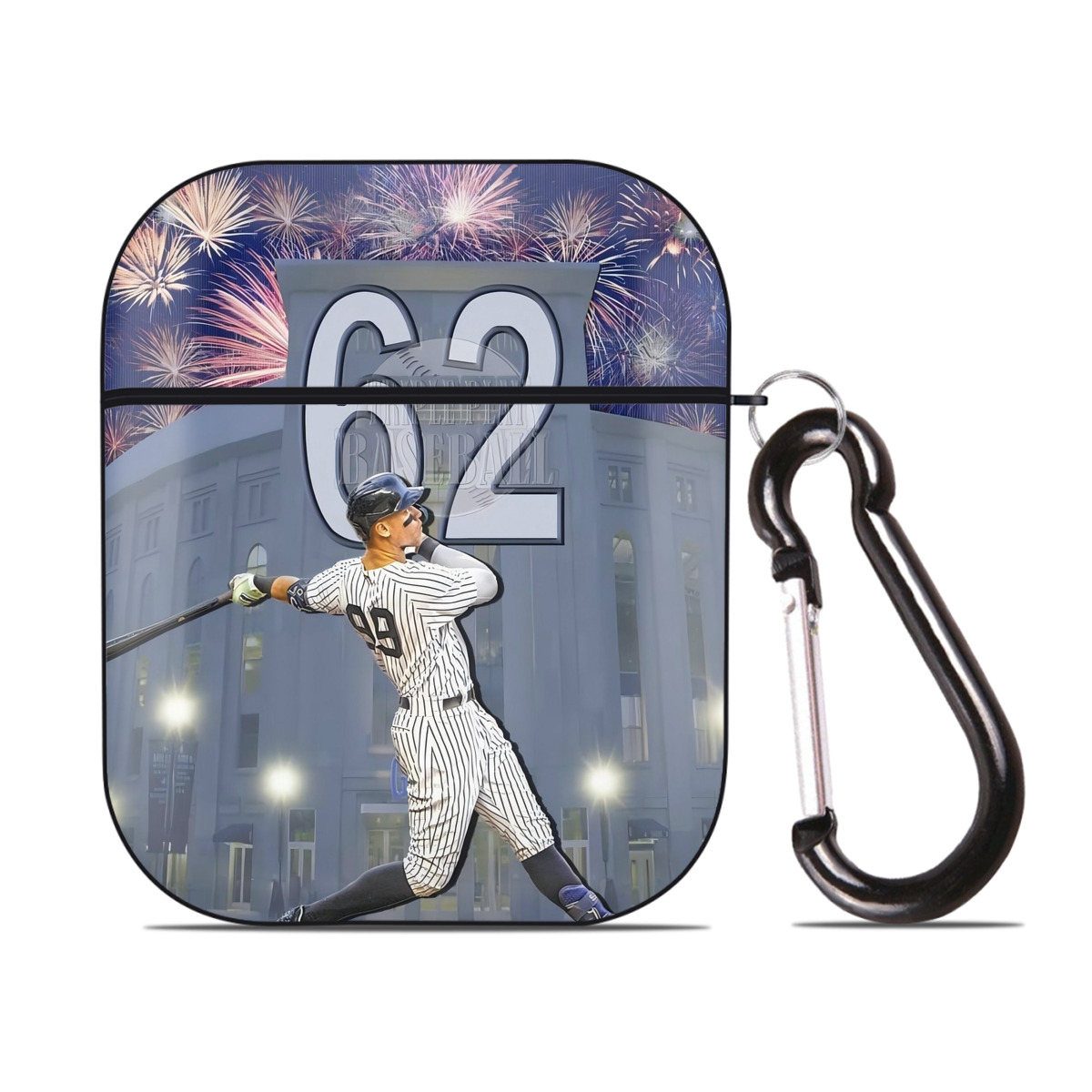 Aaron Judge 62 Home Runs Record AirPods 2 Case Hard Shell Black, Flexible PC Material, Precise Cutouts, Full Protection, Anti-Fingerprint, Washable, Includes Keychain – Durable & Slim Design