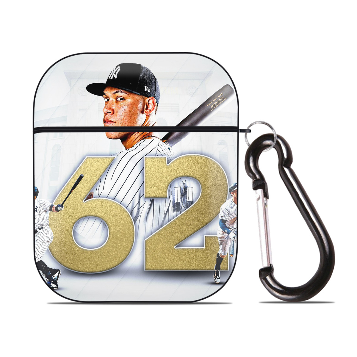 aaron judge 62nd home run AirPods 2 Case Hard Shell Black, Flexible PC Material, Precise Cutouts, Full Protection, Anti-Fingerprint, Washable, Includes Keychain – Durable & Slim Design