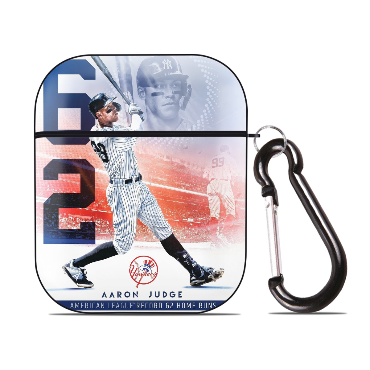 Aaron Judge 62nd Home Run AirPods 2 Case Hard Shell Black, Flexible PC Material, Precise Cutouts, Full Protection, Anti-Fingerprint, Washable, Includes Keychain – Durable & Slim Design