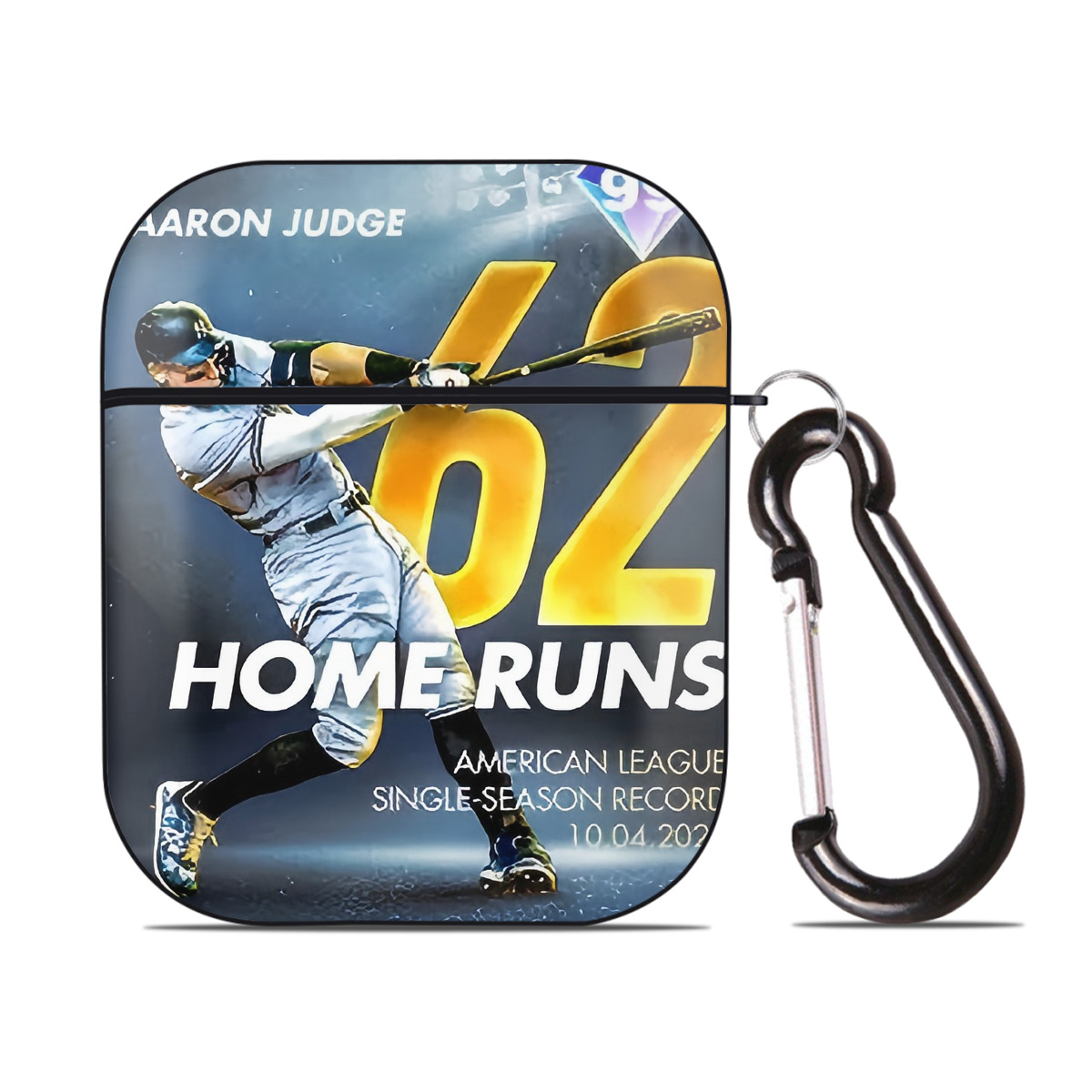 Aaron Judge 62nd Home Run Milestone AirPods 2 Case Hard Shell Black, Flexible PC Material, Precise Cutouts, Full Protection, Anti-Fingerprint, Washable, Includes Keychain – Durable & Slim Design