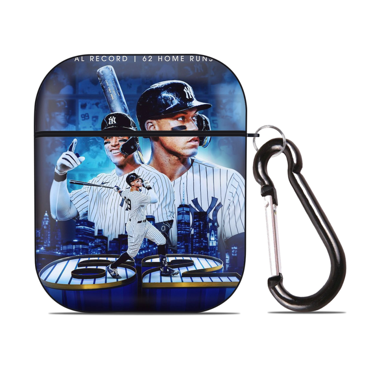 Aaron Judge AL Record 62 Home Runs AirPods 2 Case Hard Shell Black, Flexible PC Material, Precise Cutouts, Full Protection, Anti-Fingerprint, Washable, Includes Keychain – Durable & Slim Design
