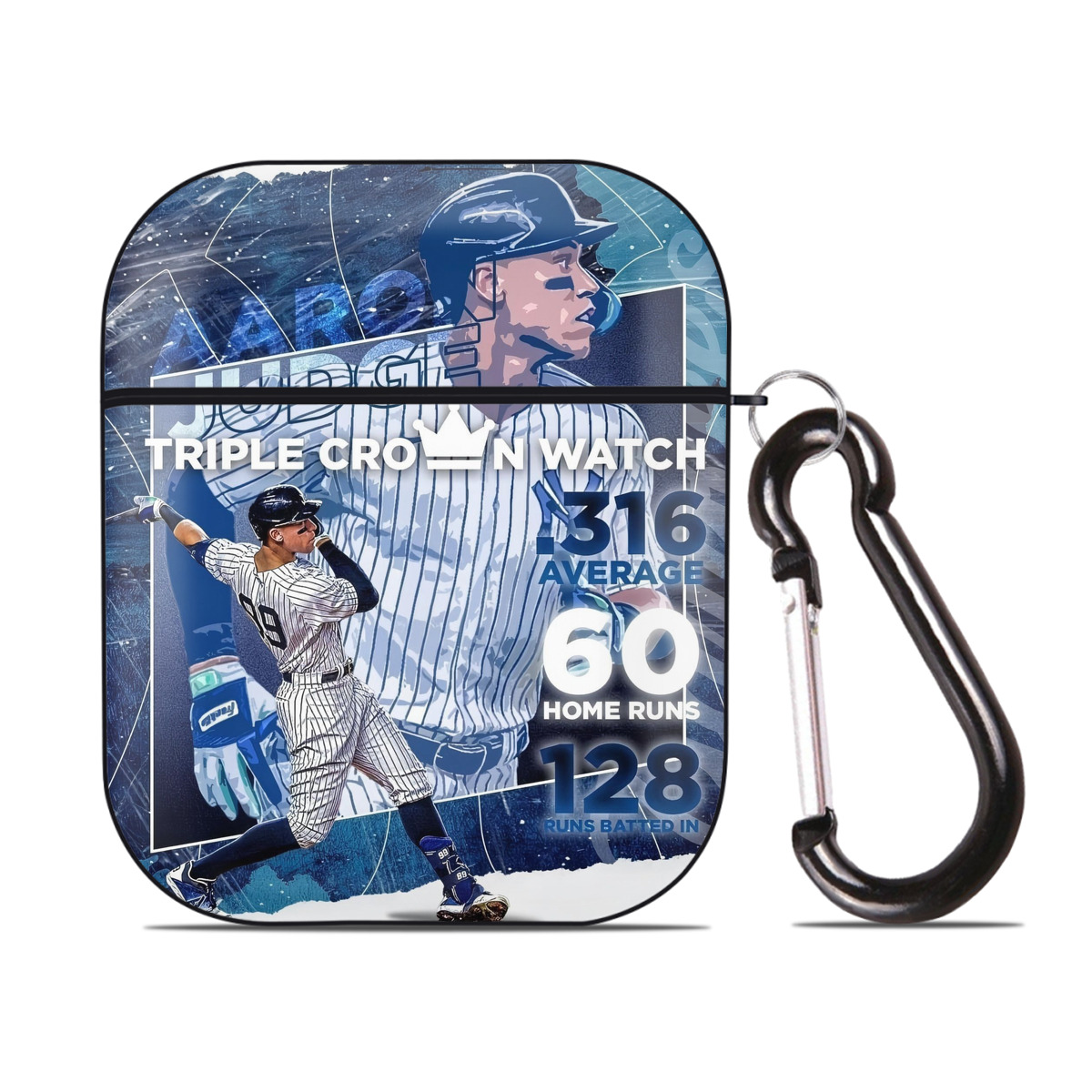 Aaron Judge Triple Crown Watch AirPods 2 Case Hard Shell Black, Flexible PC Material, Precise Cutouts, Full Protection, Anti-Fingerprint, Washable, Includes Keychain – Durable & Slim Design