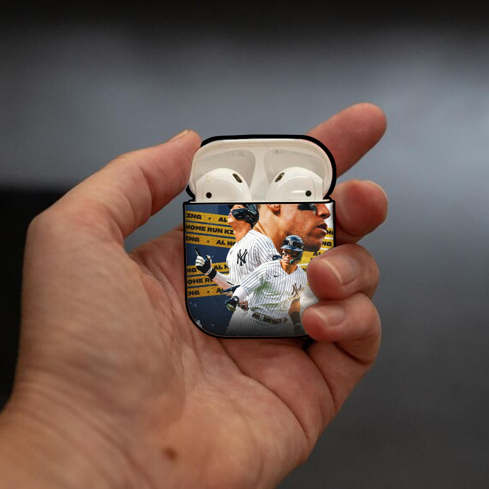 Aaron Judge  62 Home Runs AL Record AirPods 2 Case Hard Shell Black, Flexible PC Material, Precise Cutouts, Full Protection, Anti-Fingerprint, Washable, Includes Keychain – Durable & Slim Design