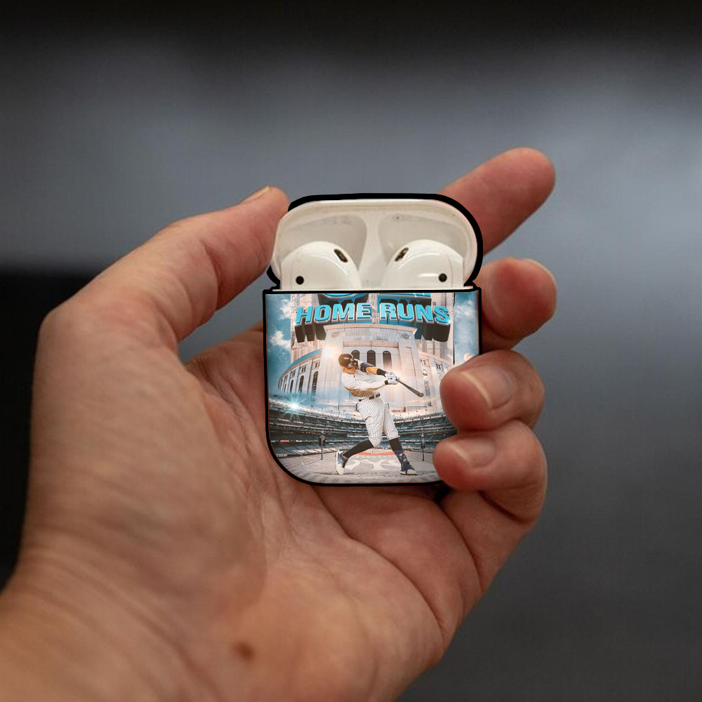 Aaron Judge 62 Home Runs AirPods 2 Case Hard Shell Black, Flexible PC Material, Precise Cutouts, Full Protection, Anti-Fingerprint, Washable, Includes Keychain – Durable & Slim Design