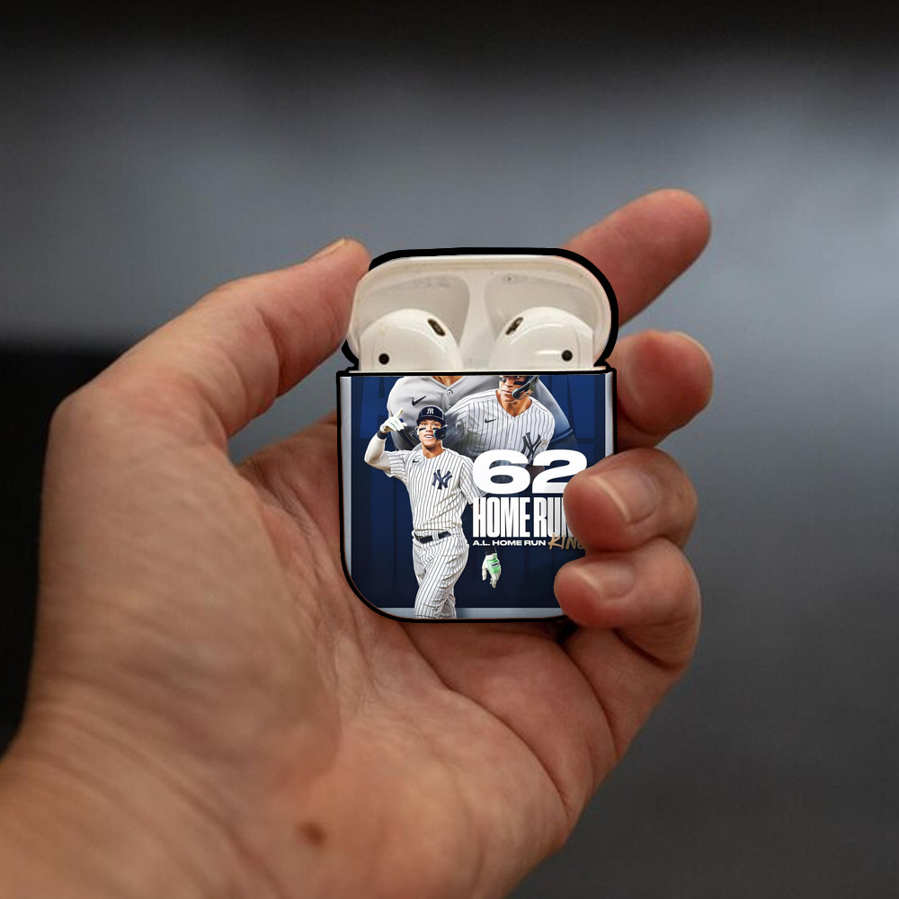 Aaron Judge 62 Home Runs AL Home Run King AirPods 2 Case Hard Shell Black, Flexible PC Material, Precise Cutouts, Full Protection, Anti-Fingerprint, Washable, Includes Keychain – Durable & Slim Design