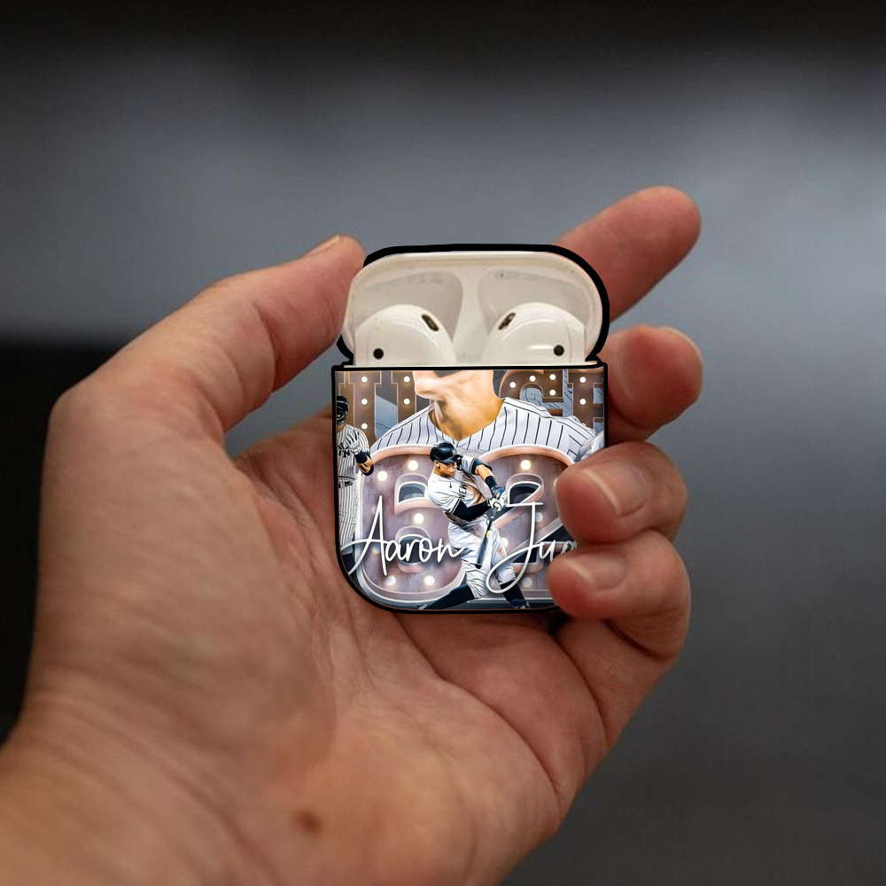 Aaron Judge 62 Home Runs AirPods 2 Case Hard Shell Black, Flexible PC Material, Precise Cutouts, Full Protection, Anti-Fingerprint, Washable, Includes Keychain – Durable & Slim Design