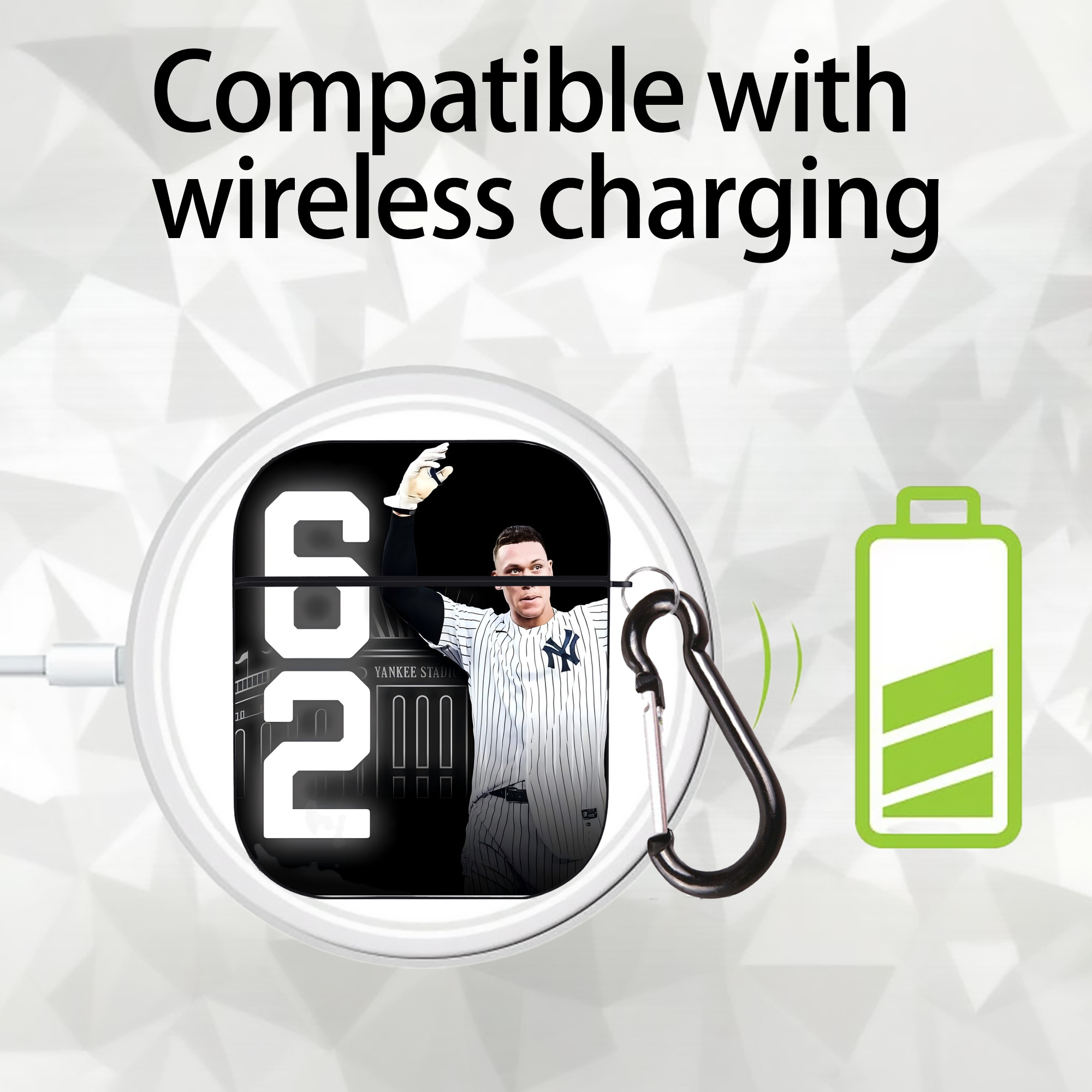 Aaron Judge 62nd Home Run AirPods 2 Case Hard Shell Black, Flexible PC Material, Precise Cutouts, Full Protection, Anti-Fingerprint, Washable, Includes Keychain – Durable & Slim Design