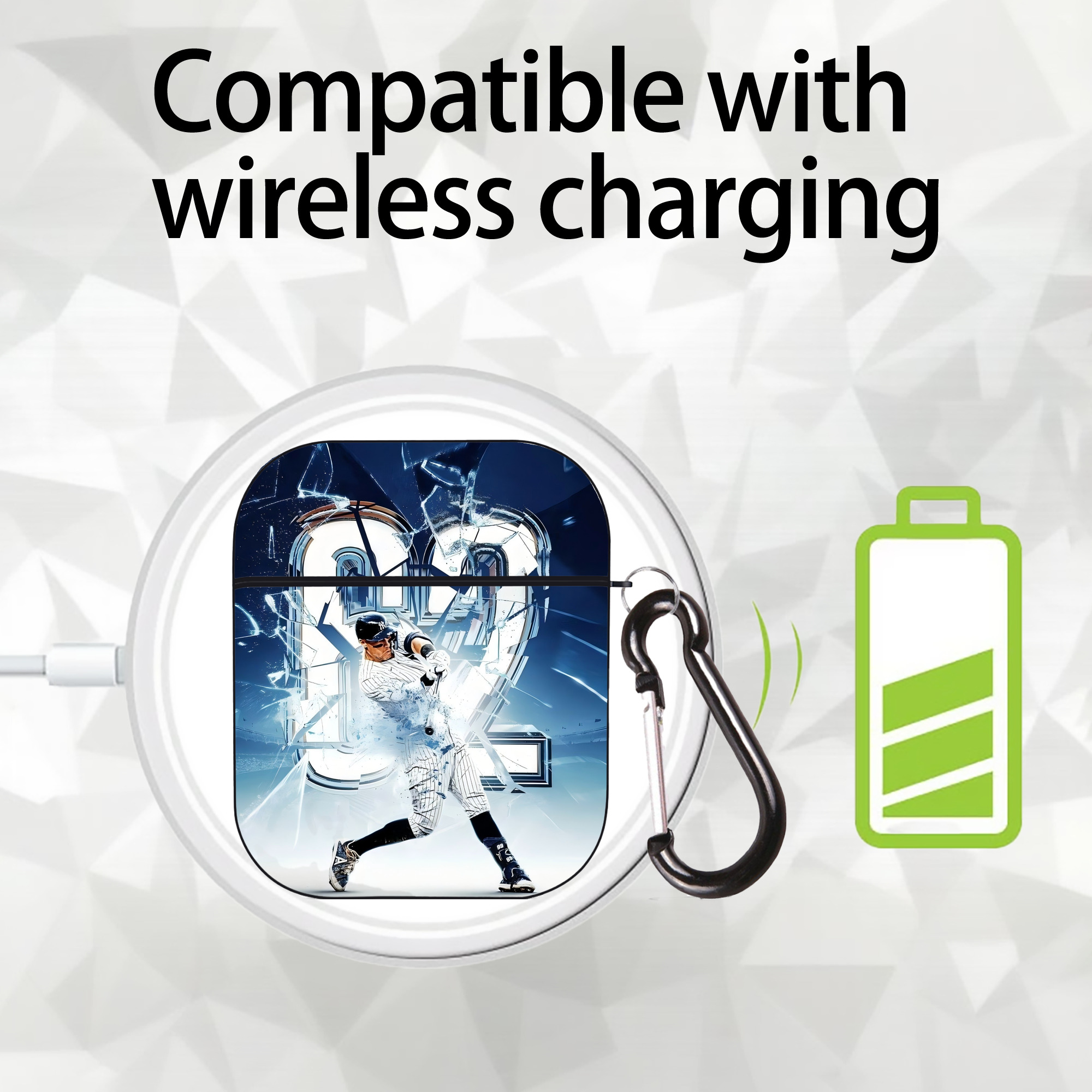 Aaron Judge 62nd Home Run AirPods 2 Case Hard Shell Black, Flexible PC Material, Precise Cutouts, Full Protection, Anti-Fingerprint, Washable, Includes Keychain – Durable & Slim Design