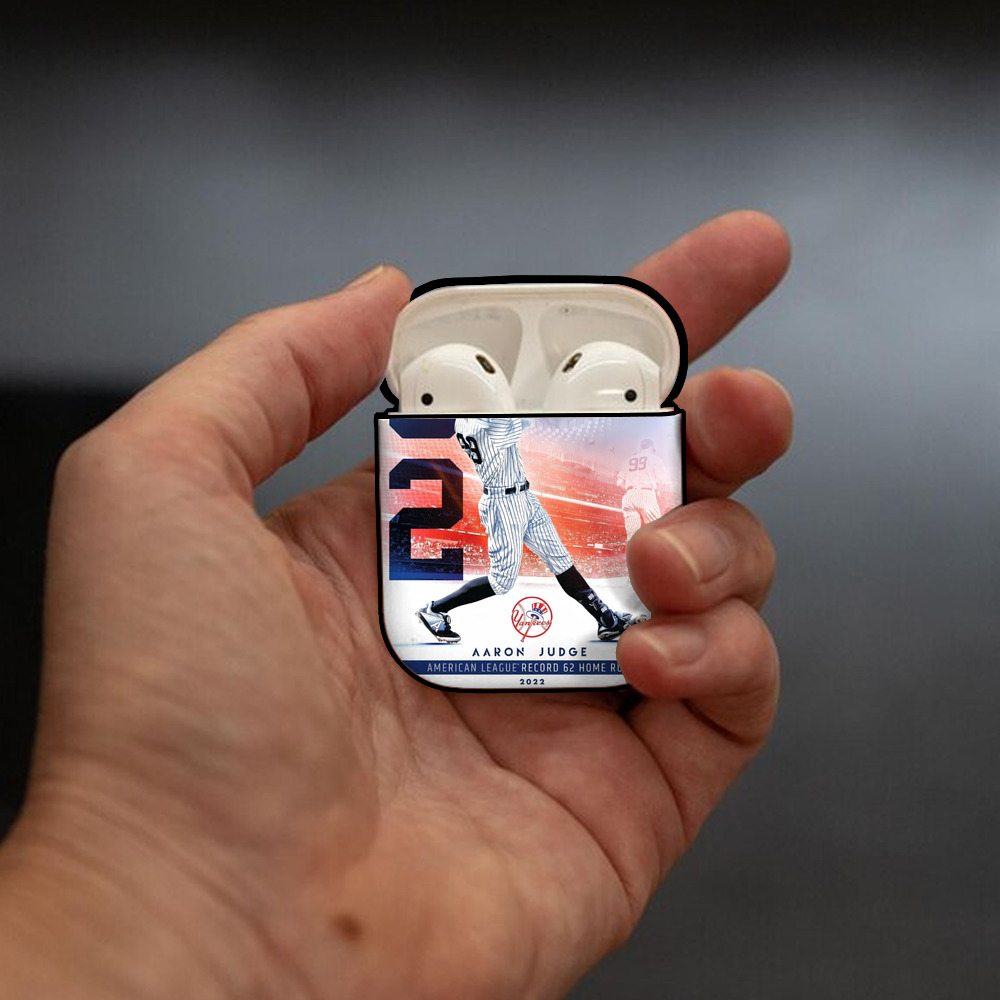 Aaron Judge 62nd Home Run AirPods 2 Case Hard Shell Black, Flexible PC Material, Precise Cutouts, Full Protection, Anti-Fingerprint, Washable, Includes Keychain – Durable & Slim Design
