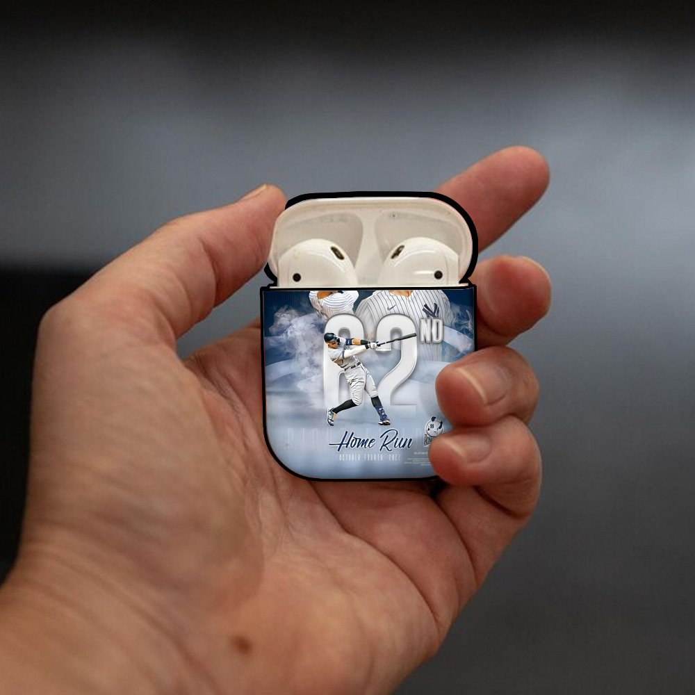 Aaron Judge 62nd Home Run 10.4.2022 AirPods 2 Case Hard Shell Black, Flexible PC Material, Precise Cutouts, Full Protection, Anti-Fingerprint, Washable, Includes Keychain – Durable & Slim Design