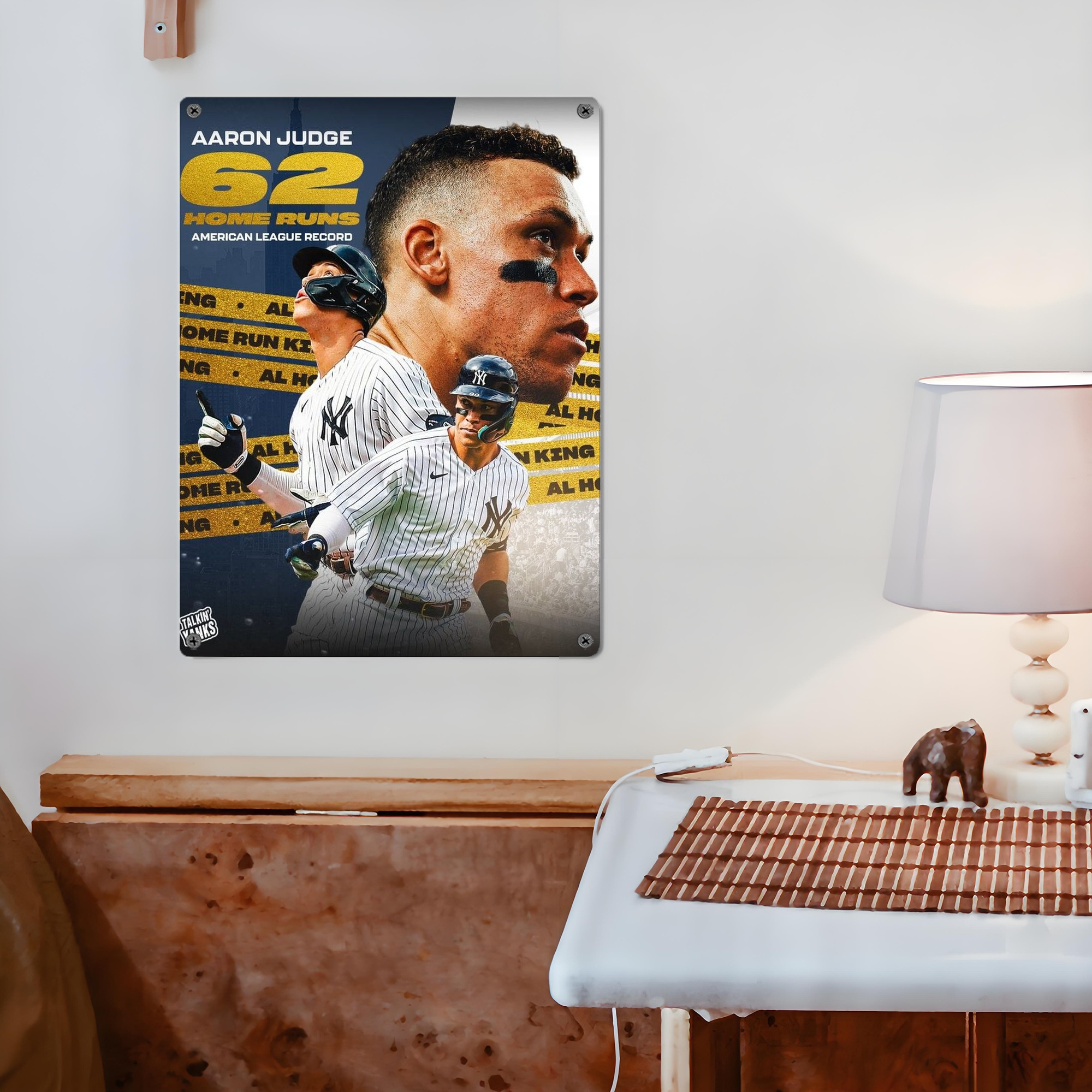 Aaron Judge  62 Home Runs AL Record Vintage Metal Tin Sign 12x16inch – Retro Wall Art Decor For Home, Bar, Kitchen, Bedroom, Office – Durable Iron Sheet Poster, Easy To Hang, Full-Color Printing