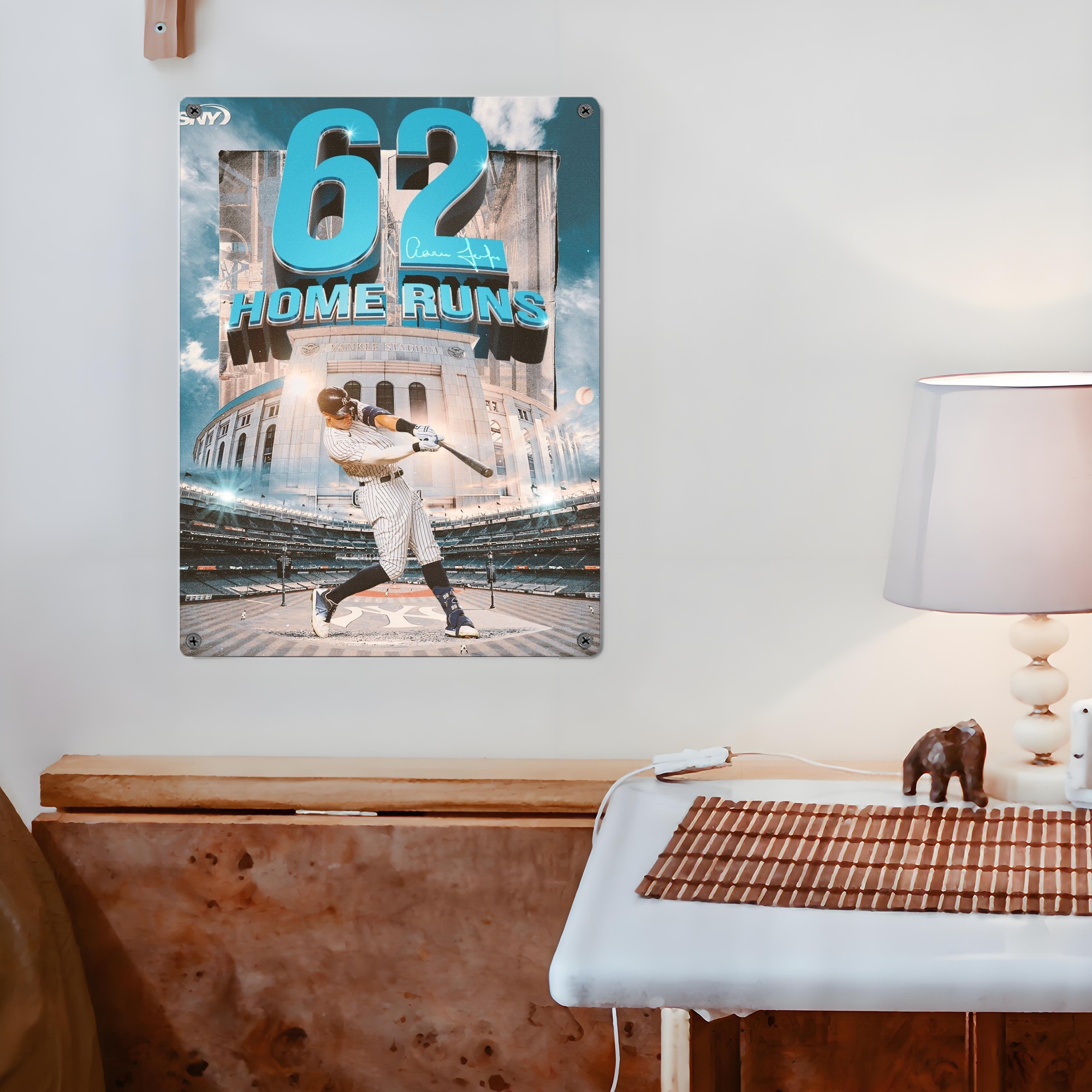 Aaron Judge 62 Home Runs Vintage Metal Tin Sign 12x16inch – Retro Wall Art Decor For Home, Bar, Kitchen, Bedroom, Office – Durable Iron Sheet Poster, Easy To Hang, Full-Color Printing