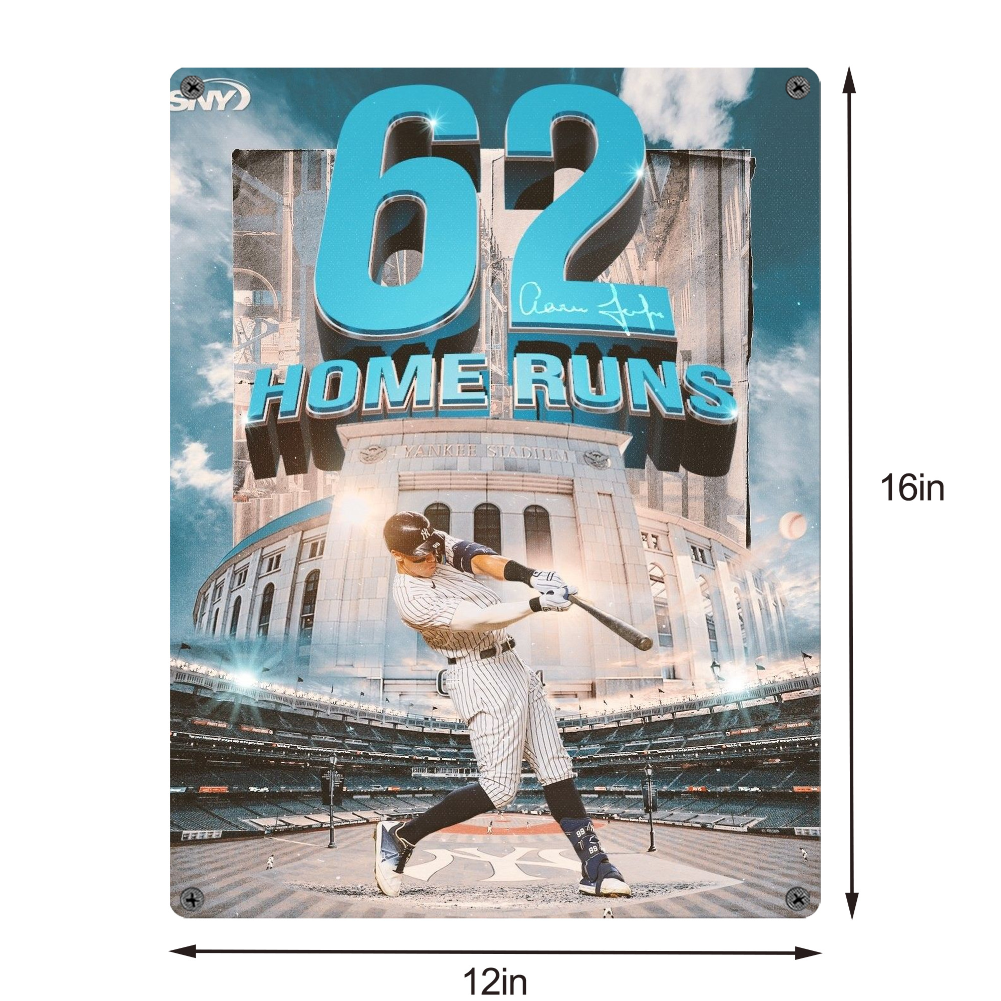 Aaron Judge 62 Home Runs Vintage Metal Tin Sign 12x16inch – Retro Wall Art Decor For Home, Bar, Kitchen, Bedroom, Office – Durable Iron Sheet Poster, Easy To Hang, Full-Color Printing