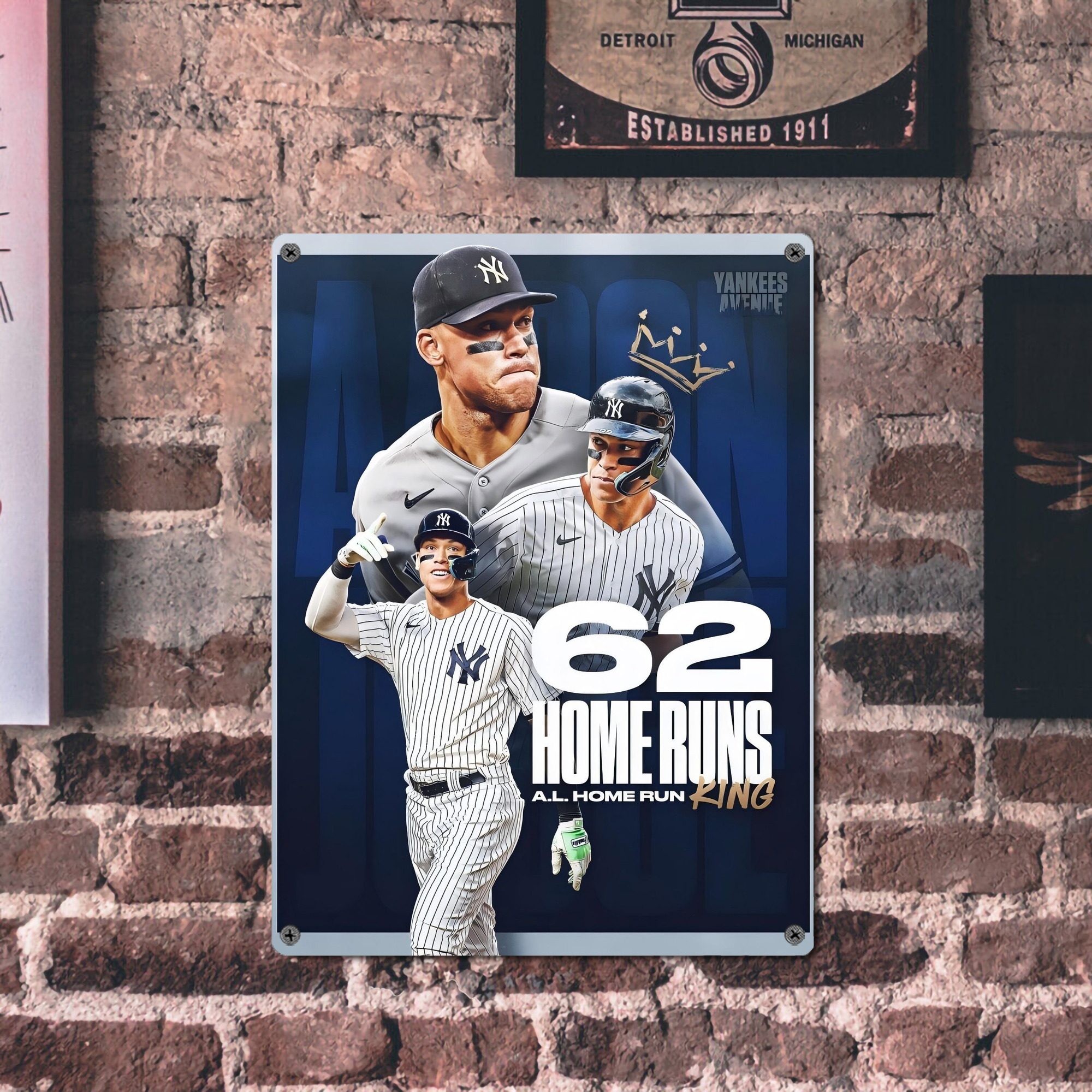 Aaron Judge 62 Home Runs AL Home Run King Vintage Metal Tin Sign 12x16inch – Retro Wall Art Decor For Home, Bar, Kitchen, Bedroom, Office – Durable Iron Sheet Poster, Easy To Hang, Full-Color Printing