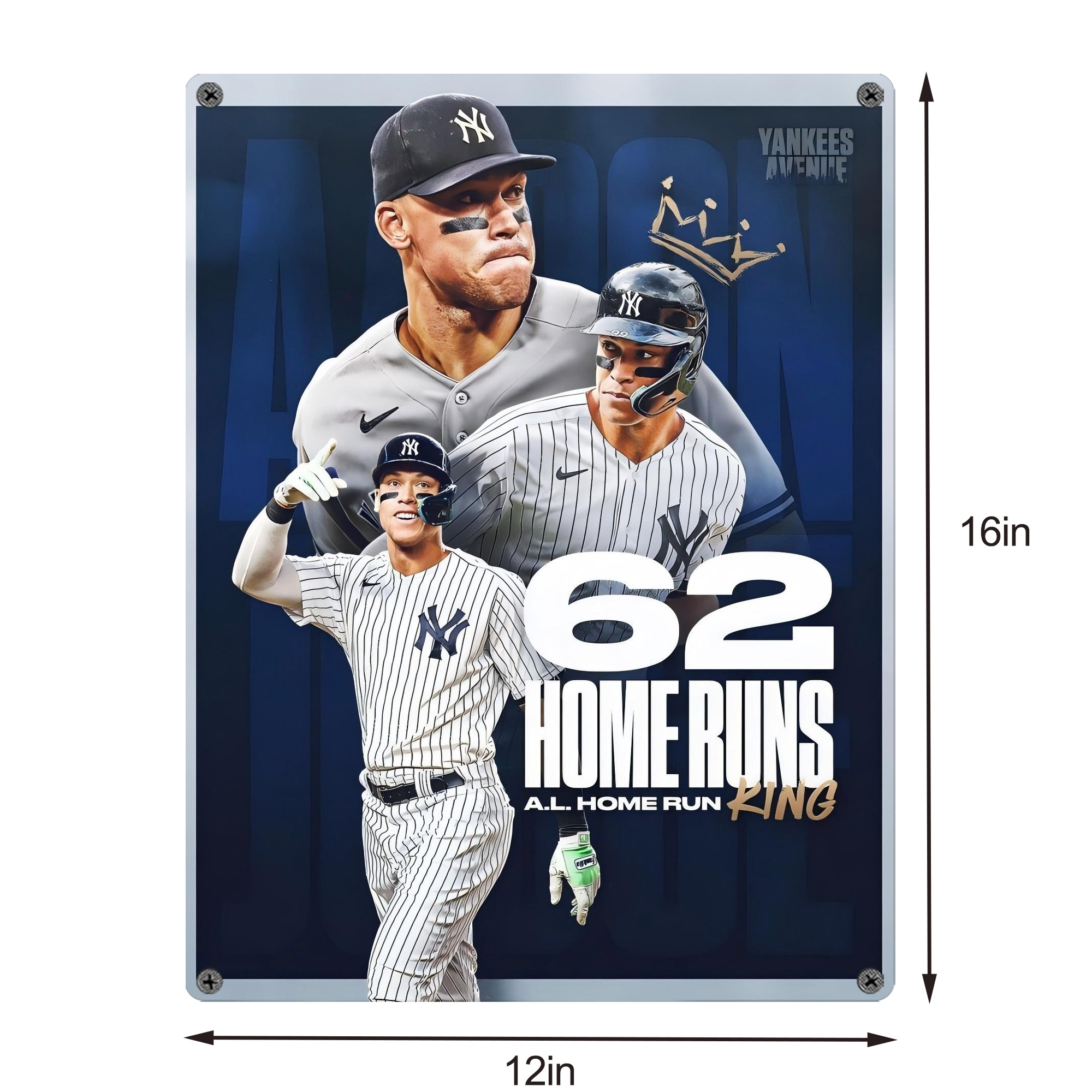 Aaron Judge 62 Home Runs AL Home Run King Vintage Metal Tin Sign 12x16inch – Retro Wall Art Decor For Home, Bar, Kitchen, Bedroom, Office – Durable Iron Sheet Poster, Easy To Hang, Full-Color Printing
