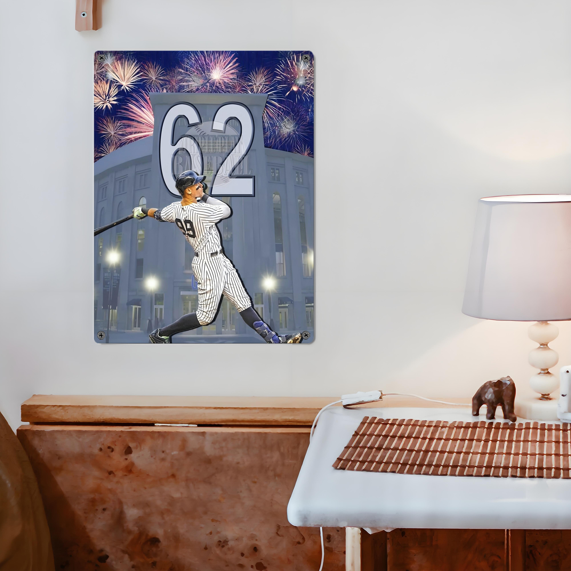 Aaron Judge 62 Home Runs Record Vintage Metal Tin Sign 12x16inch – Retro Wall Art Decor For Home, Bar, Kitchen, Bedroom, Office – Durable Iron Sheet Poster, Easy To Hang, Full-Color Printing