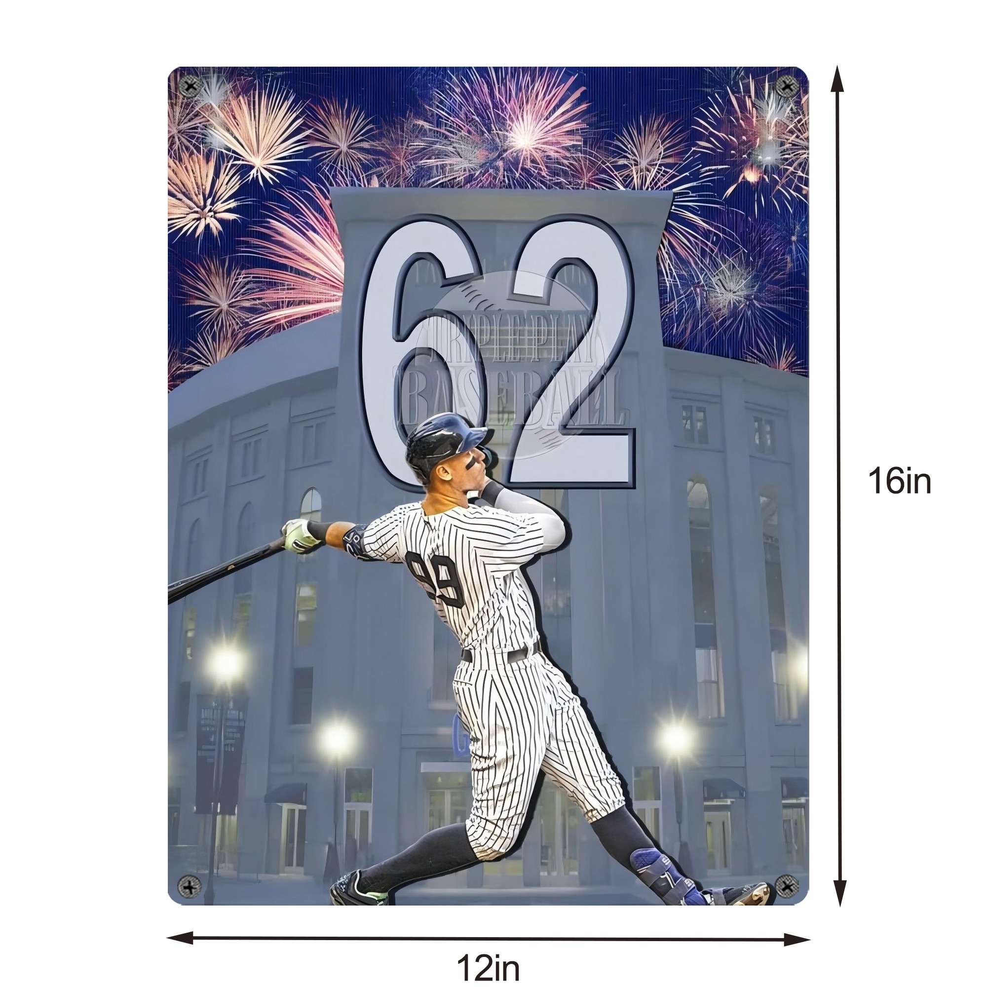 Aaron Judge 62 Home Runs Record Vintage Metal Tin Sign 12x16inch – Retro Wall Art Decor For Home, Bar, Kitchen, Bedroom, Office – Durable Iron Sheet Poster, Easy To Hang, Full-Color Printing