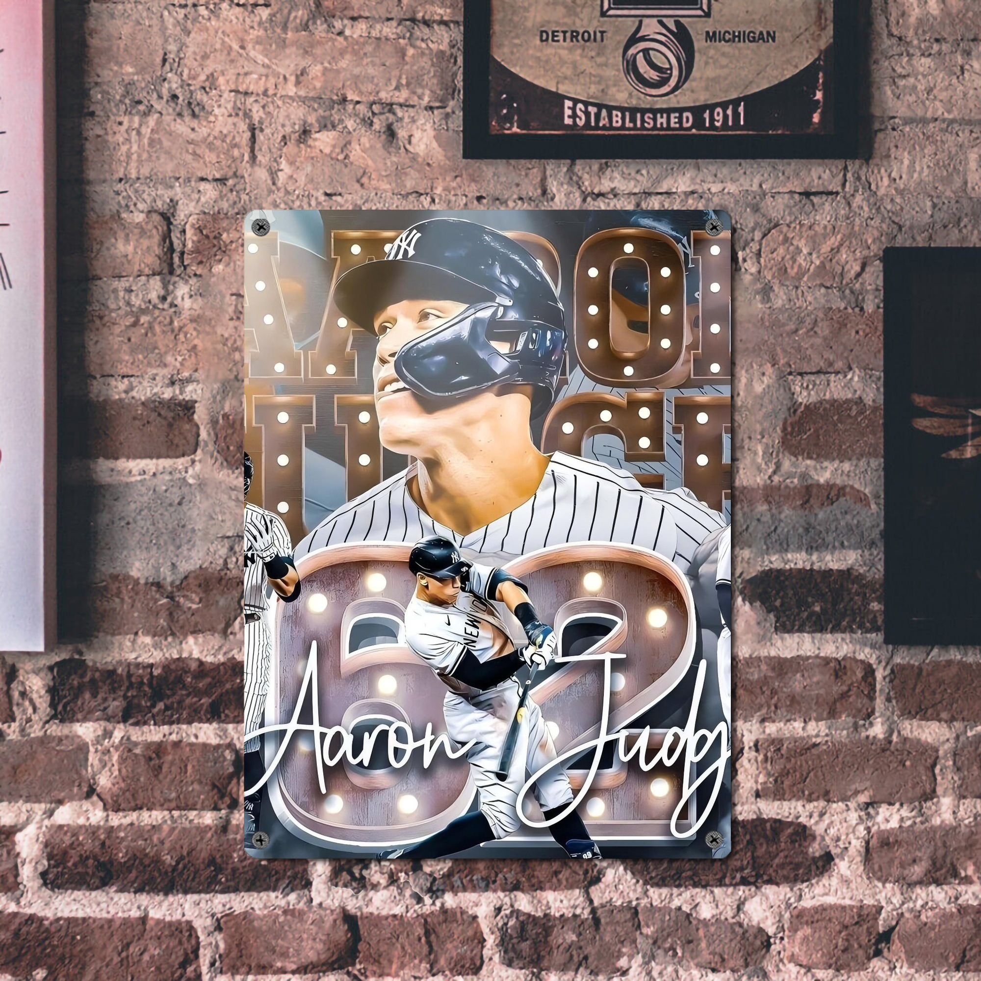 Aaron Judge 62 Home Runs Vintage Metal Tin Sign 12x16inch – Retro Wall Art Decor For Home, Bar, Kitchen, Bedroom, Office – Durable Iron Sheet Poster, Easy To Hang, Full-Color Printing