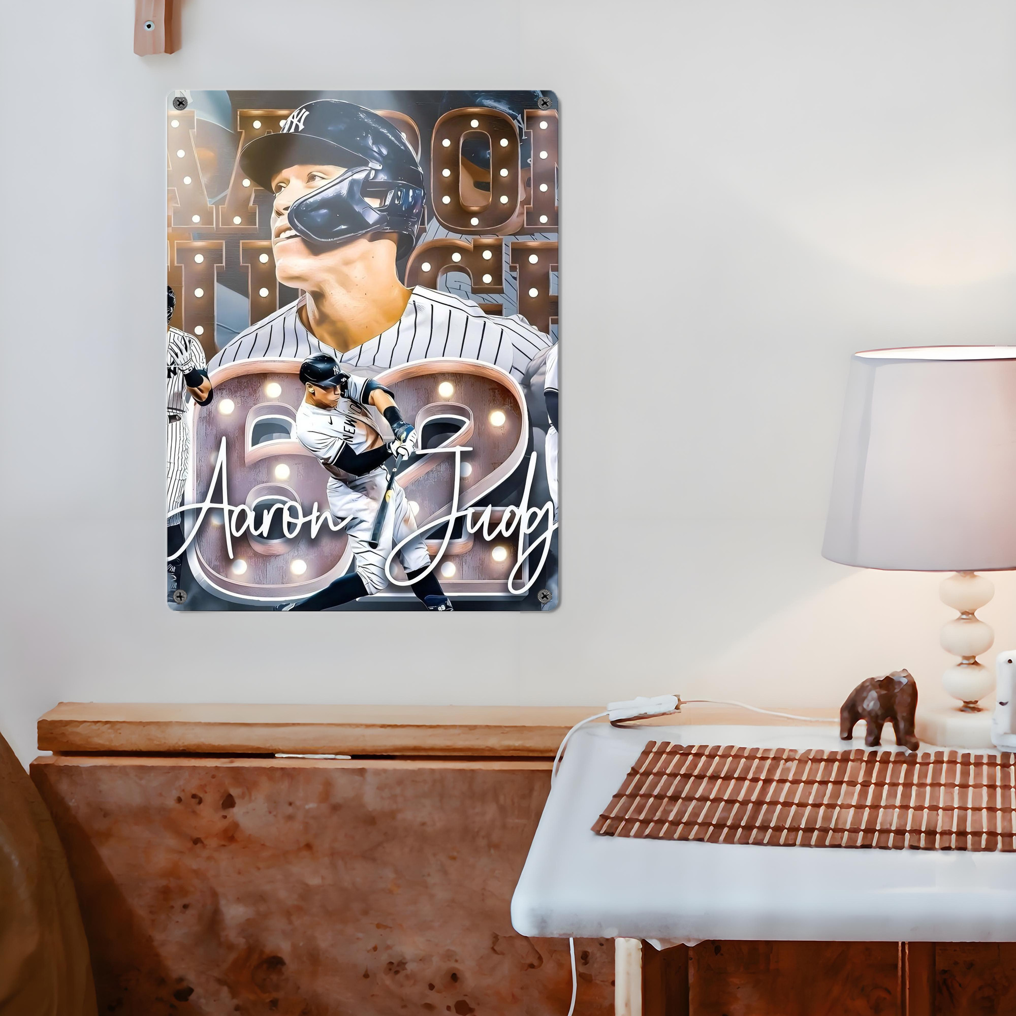 Aaron Judge 62 Home Runs Vintage Metal Tin Sign 12x16inch – Retro Wall Art Decor For Home, Bar, Kitchen, Bedroom, Office – Durable Iron Sheet Poster, Easy To Hang, Full-Color Printing