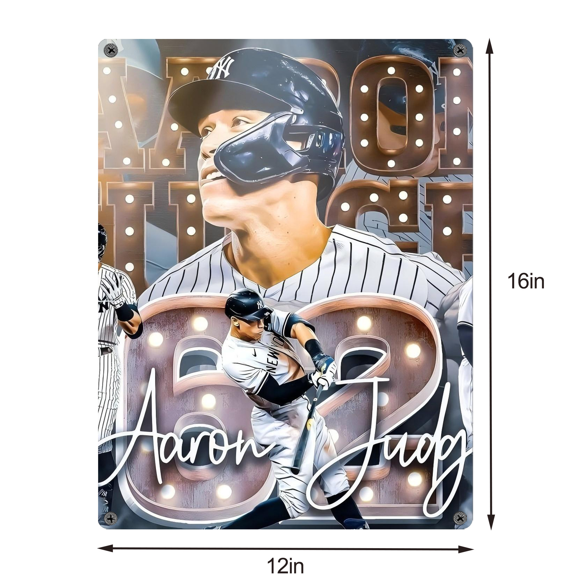 Aaron Judge 62 Home Runs Vintage Metal Tin Sign 12x16inch – Retro Wall Art Decor For Home, Bar, Kitchen, Bedroom, Office – Durable Iron Sheet Poster, Easy To Hang, Full-Color Printing