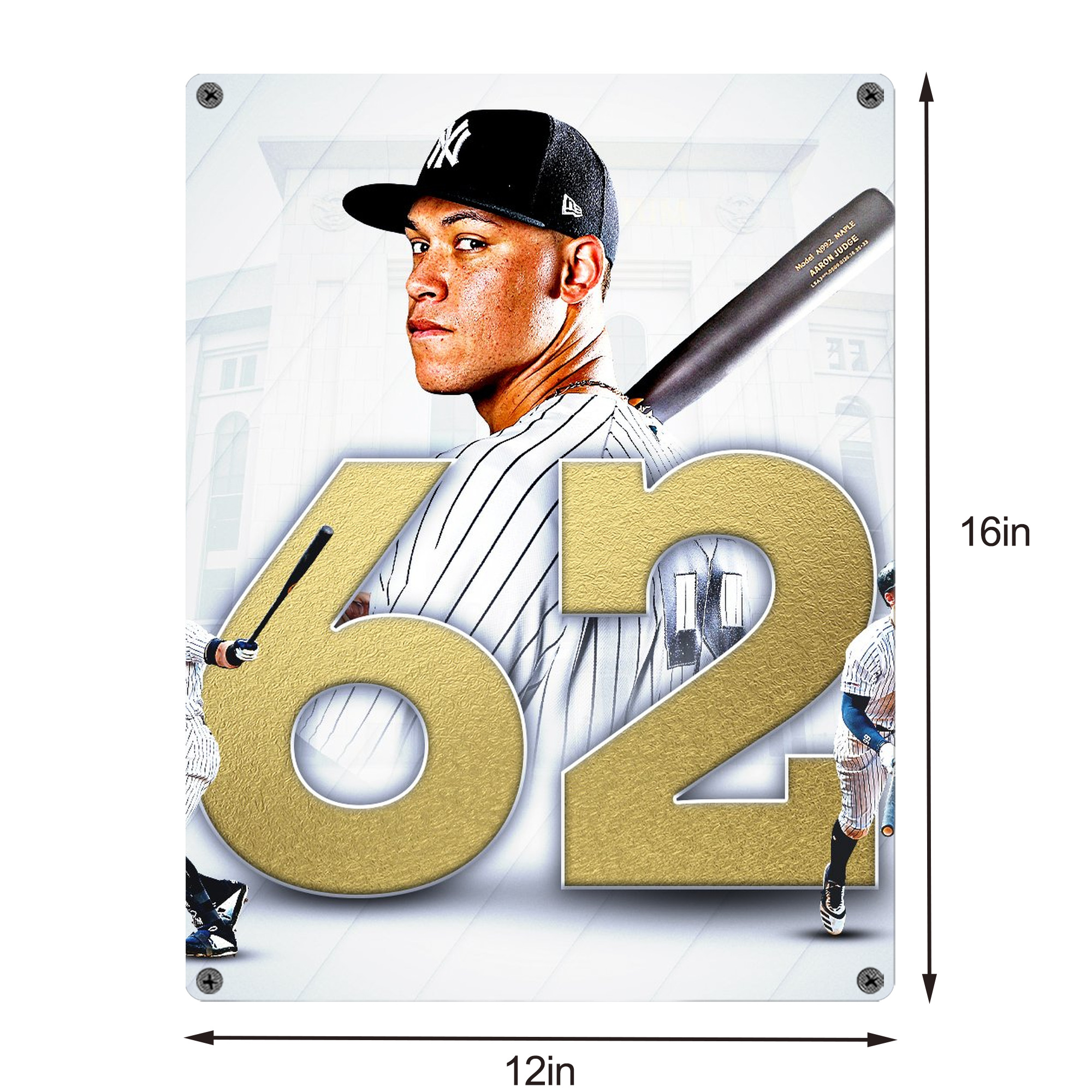 aaron judge 62nd home run Vintage Metal Tin Sign 12x16inch – Retro Wall Art Decor For Home, Bar, Kitchen, Bedroom, Office – Durable Iron Sheet Poster, Easy To Hang, Full-Color Printing