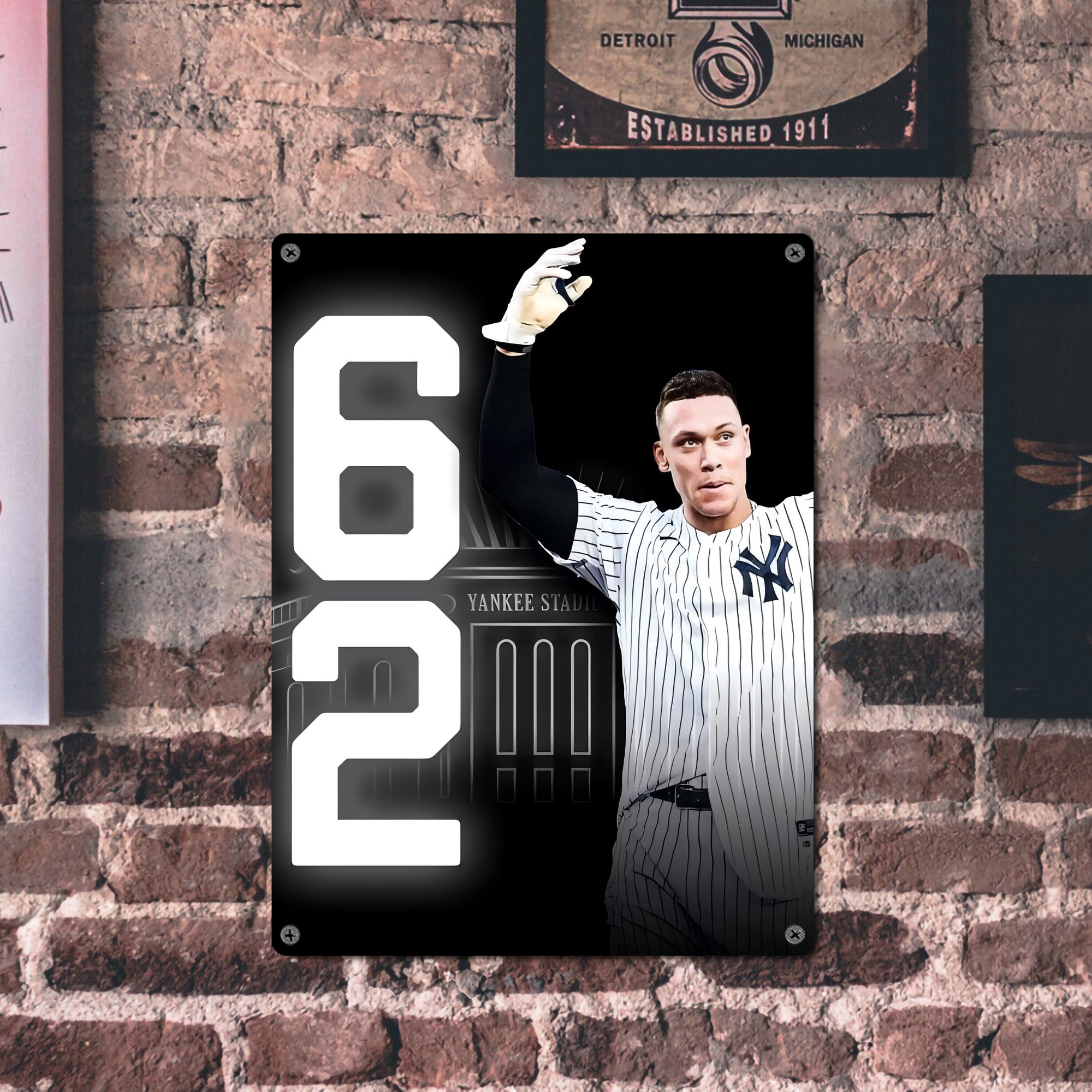 Aaron Judge 62nd Home Run Vintage Metal Tin Sign 12x16inch – Retro Wall Art Decor For Home, Bar, Kitchen, Bedroom, Office – Durable Iron Sheet Poster, Easy To Hang, Full-Color Printing