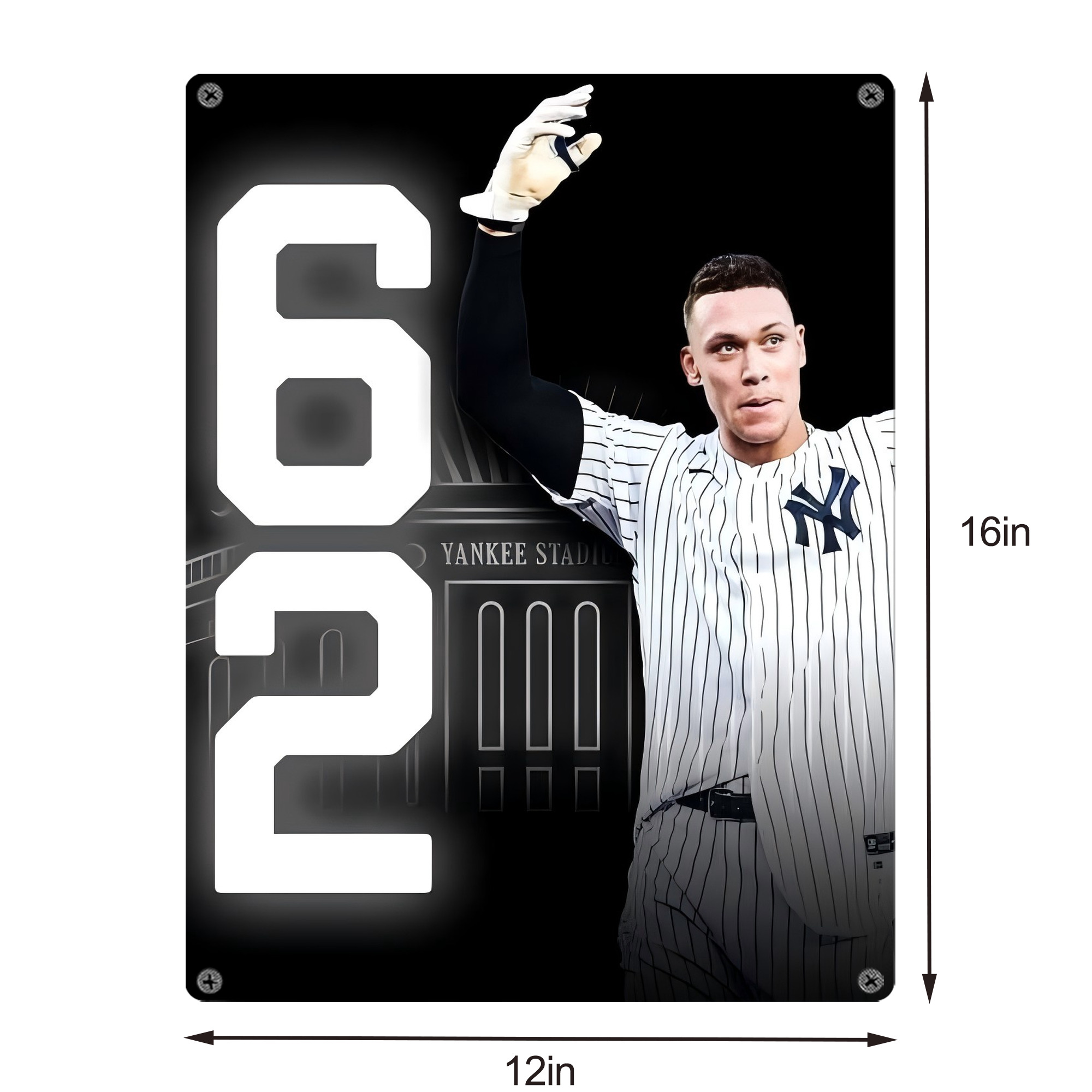 Aaron Judge 62nd Home Run Vintage Metal Tin Sign 12x16inch – Retro Wall Art Decor For Home, Bar, Kitchen, Bedroom, Office – Durable Iron Sheet Poster, Easy To Hang, Full-Color Printing