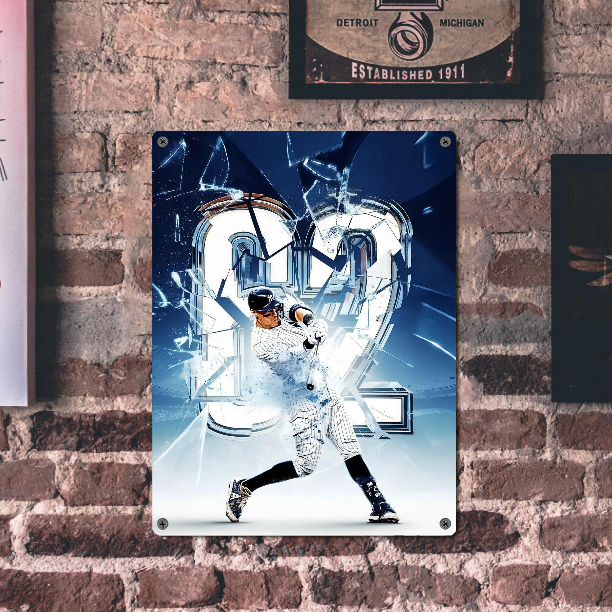 Aaron Judge 62nd Home Run Vintage Metal Tin Sign 12x16inch – Retro Wall Art Decor For Home, Bar, Kitchen, Bedroom, Office – Durable Iron Sheet Poster, Easy To Hang, Full-Color Printing