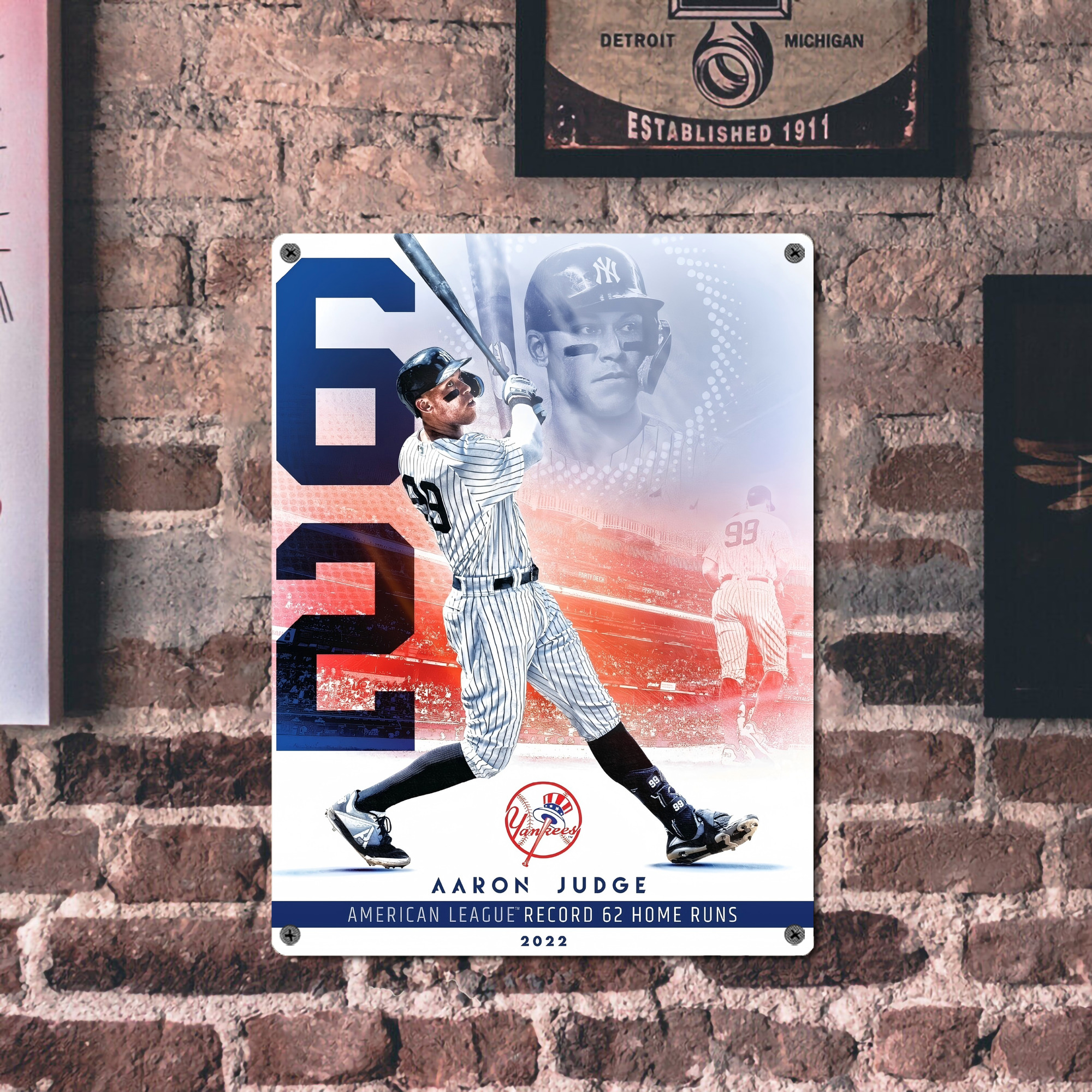 Aaron Judge 62nd Home Run Vintage Metal Tin Sign 12x16inch – Retro Wall Art Decor For Home, Bar, Kitchen, Bedroom, Office – Durable Iron Sheet Poster, Easy To Hang, Full-Color Printing