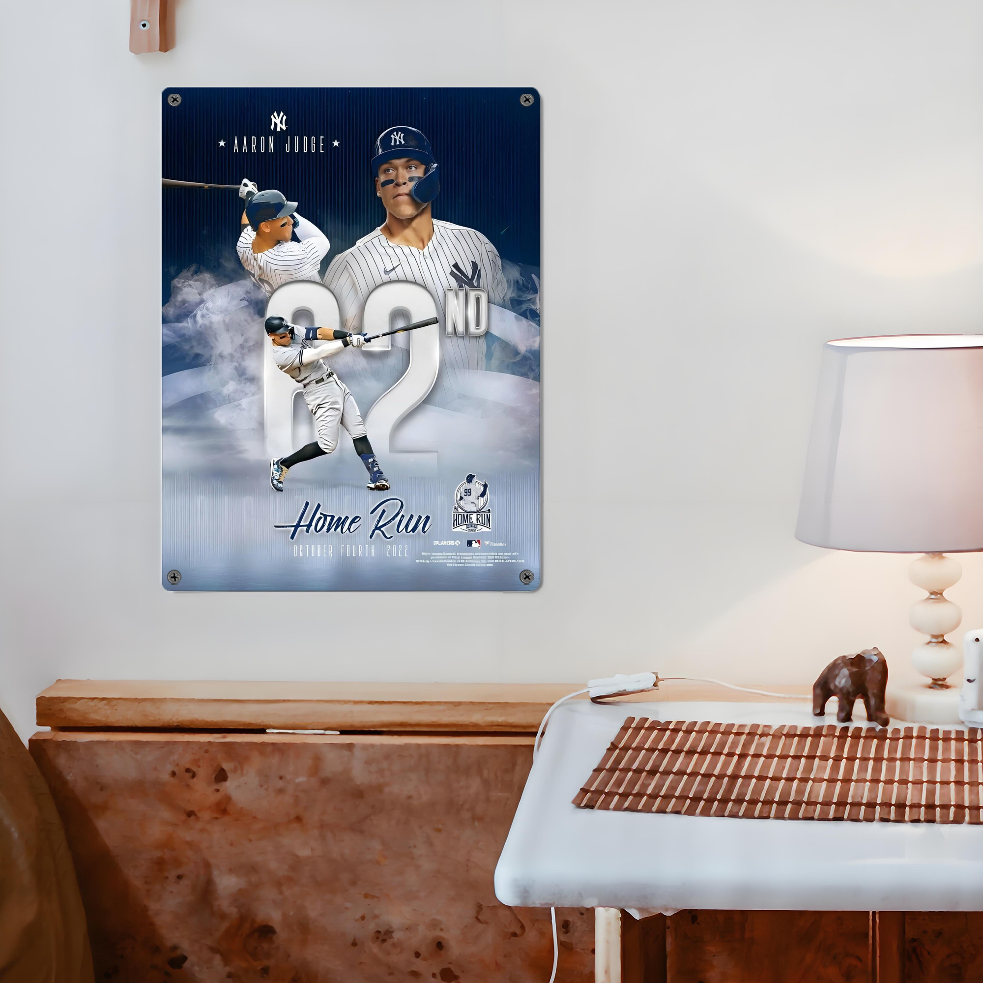 Aaron Judge 62nd Home Run 10.4.2022 Vintage Metal Tin Sign 12x16inch – Retro Wall Art Decor For Home, Bar, Kitchen, Bedroom, Office – Durable Iron Sheet Poster, Easy To Hang, Full-Color Printing