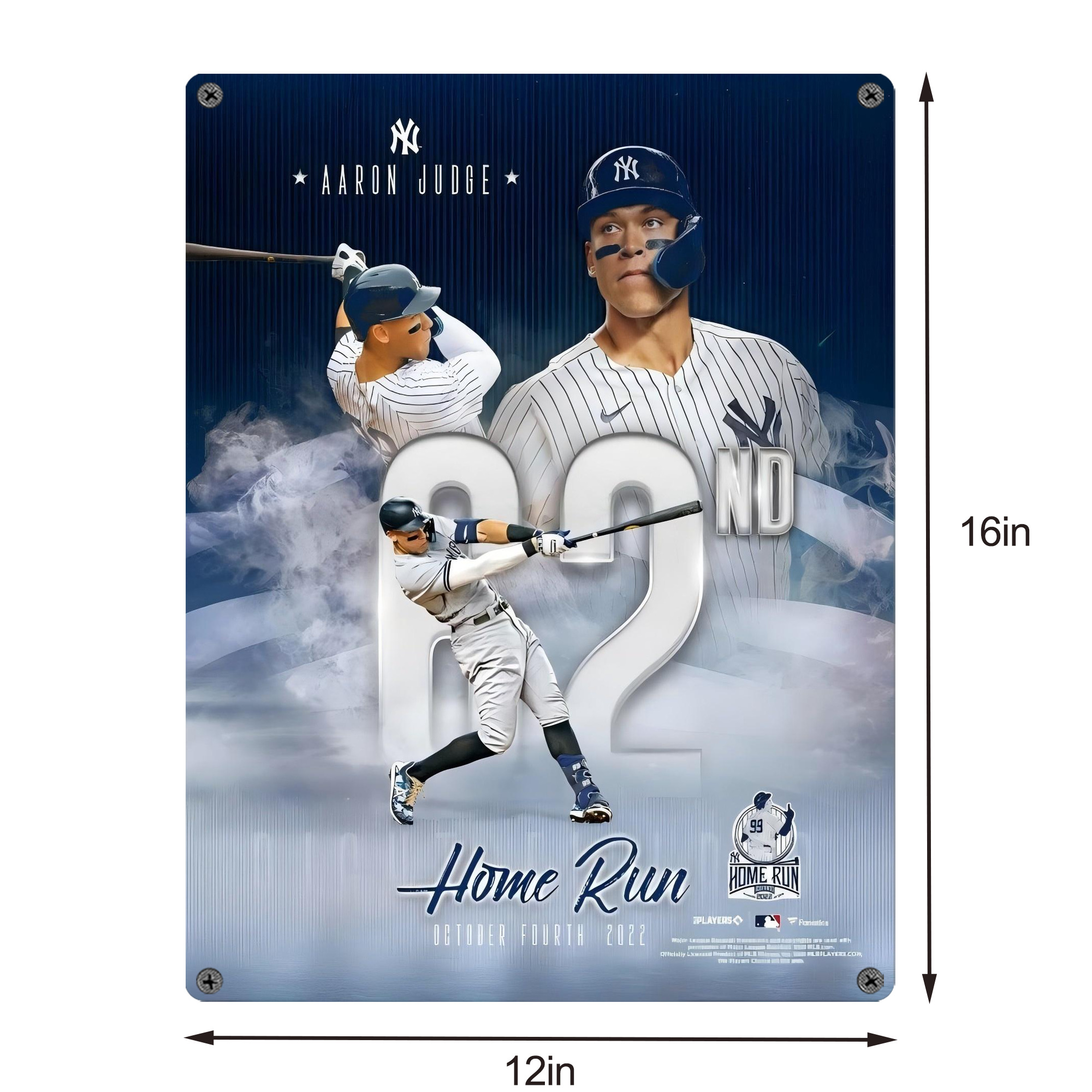 Aaron Judge 62nd Home Run 10.4.2022 Vintage Metal Tin Sign 12x16inch – Retro Wall Art Decor For Home, Bar, Kitchen, Bedroom, Office – Durable Iron Sheet Poster, Easy To Hang, Full-Color Printing