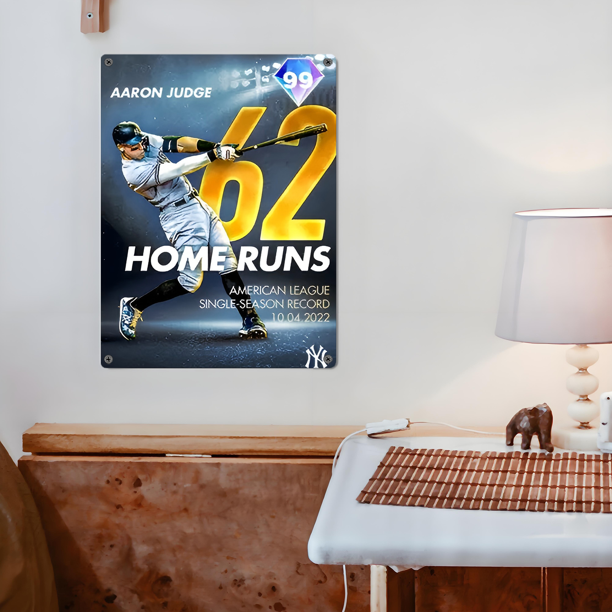 Aaron Judge 62nd Home Run Milestone Vintage Metal Tin Sign 12x16inch – Retro Wall Art Decor For Home, Bar, Kitchen, Bedroom, Office – Durable Iron Sheet Poster, Easy To Hang, Full-Color Printing