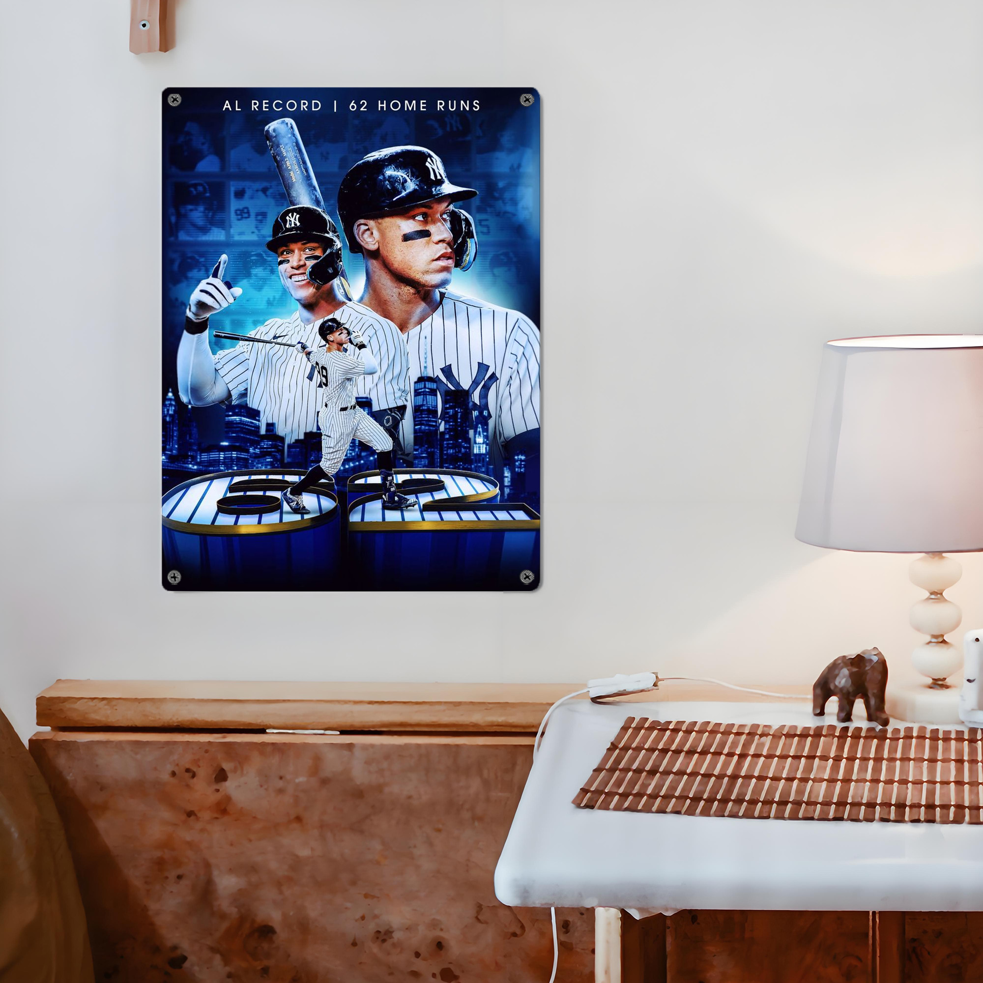 Aaron Judge AL Record 62 Home Runs Vintage Metal Tin Sign 12x16inch – Retro Wall Art Decor For Home, Bar, Kitchen, Bedroom, Office – Durable Iron Sheet Poster, Easy To Hang, Full-Color Printing