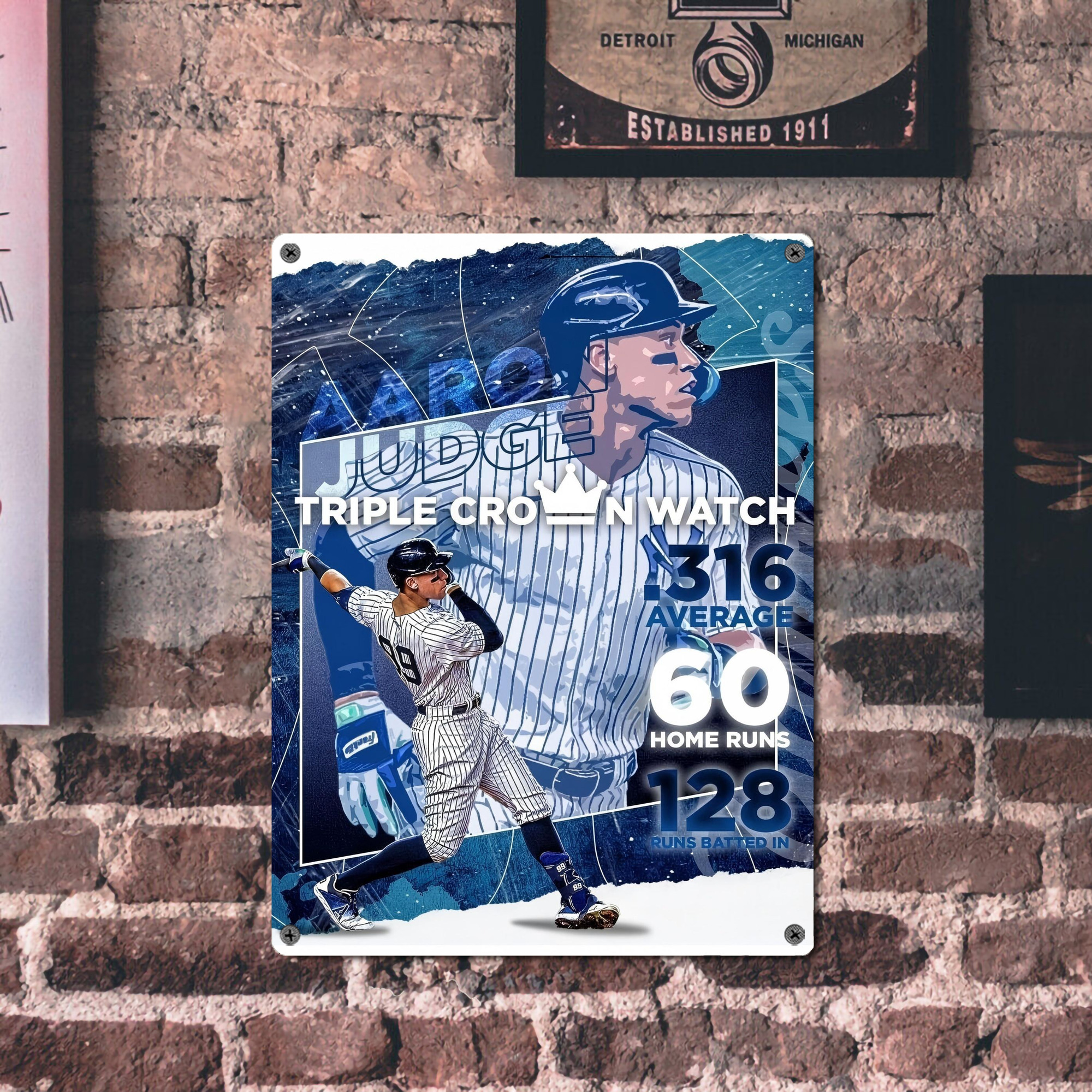 Aaron Judge Triple Crown Watch Vintage Metal Tin Sign 12x16inch – Retro Wall Art Decor For Home, Bar, Kitchen, Bedroom, Office – Durable Iron Sheet Poster, Easy To Hang, Full-Color Printing