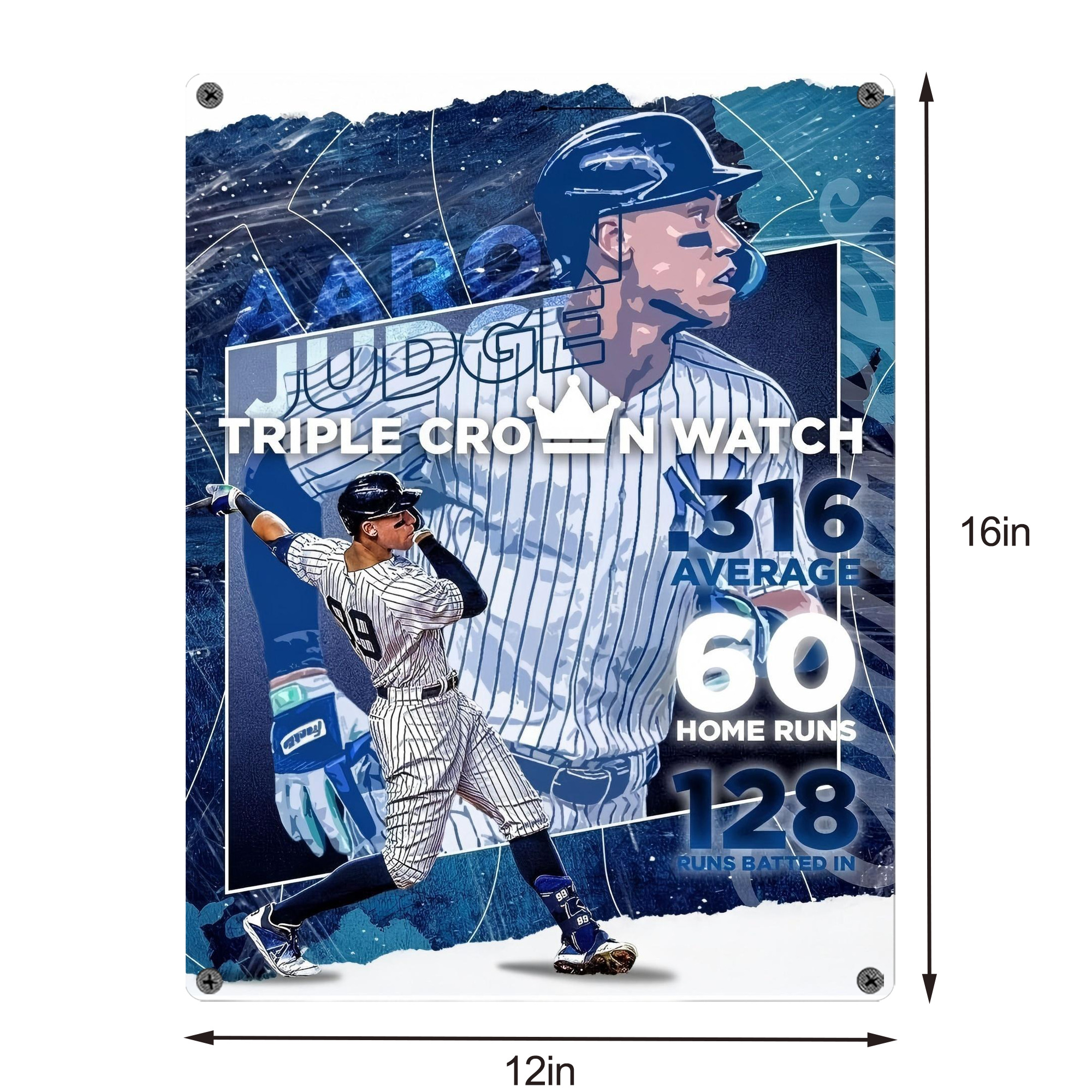 Aaron Judge Triple Crown Watch Vintage Metal Tin Sign 12x16inch – Retro Wall Art Decor For Home, Bar, Kitchen, Bedroom, Office – Durable Iron Sheet Poster, Easy To Hang, Full-Color Printing