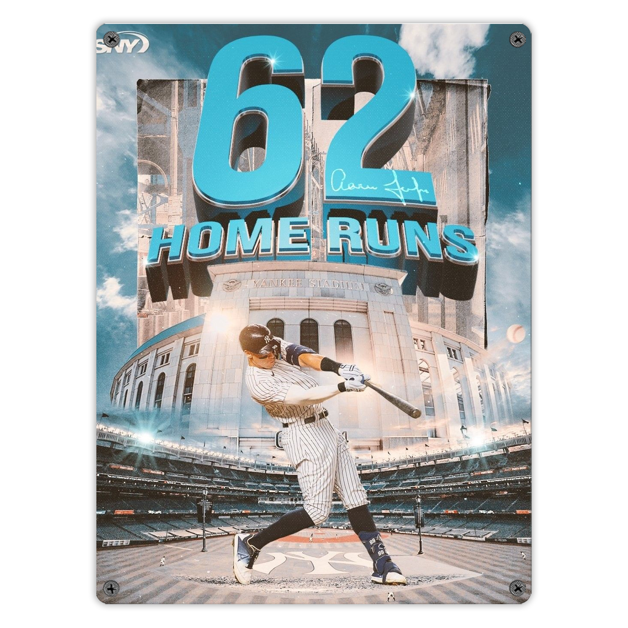 Aaron Judge 62 Home Runs Vintage Metal Tin Sign 12x16inch – Retro Wall Art Decor For Home, Bar, Kitchen, Bedroom, Office – Durable Iron Sheet Poster, Easy To Hang, Full-Color Printing