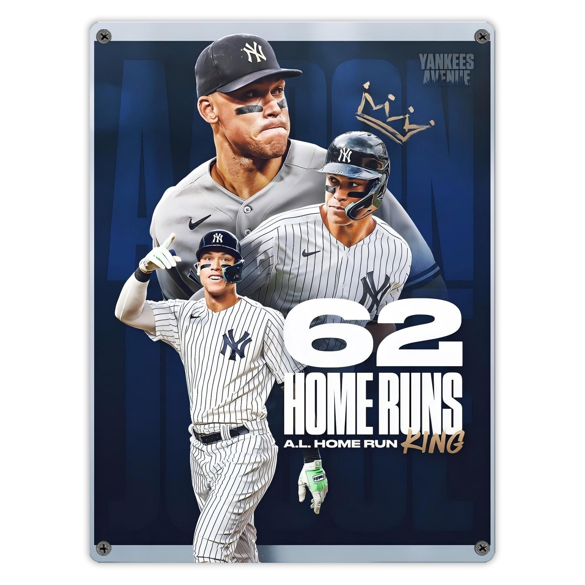 Aaron Judge 62 Home Runs AL Home Run King Vintage Metal Tin Sign 12x16inch – Retro Wall Art Decor For Home, Bar, Kitchen, Bedroom, Office – Durable Iron Sheet Poster, Easy To Hang, Full-Color Printing
