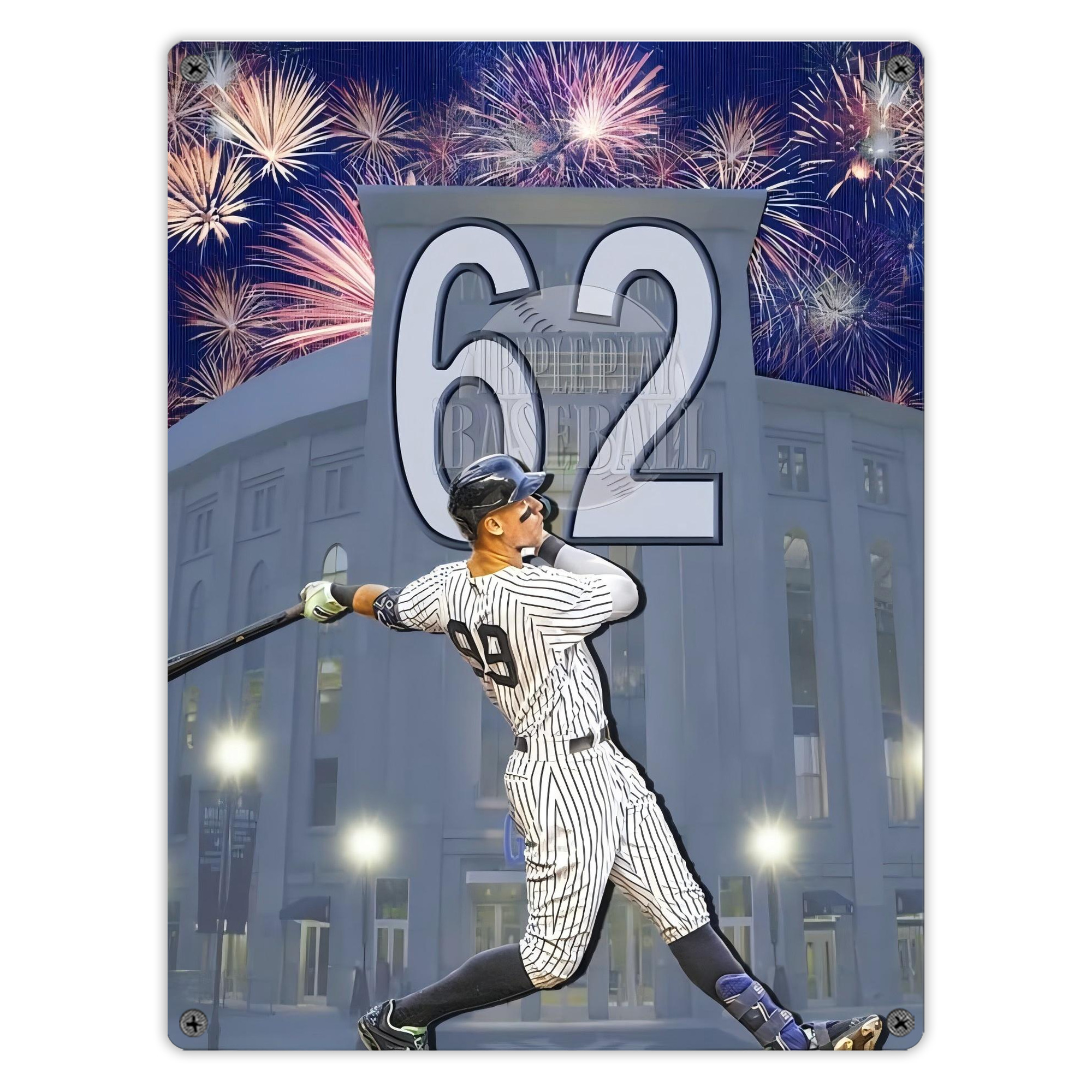 Aaron Judge 62 Home Runs Record Vintage Metal Tin Sign 12x16inch – Retro Wall Art Decor For Home, Bar, Kitchen, Bedroom, Office – Durable Iron Sheet Poster, Easy To Hang, Full-Color Printing