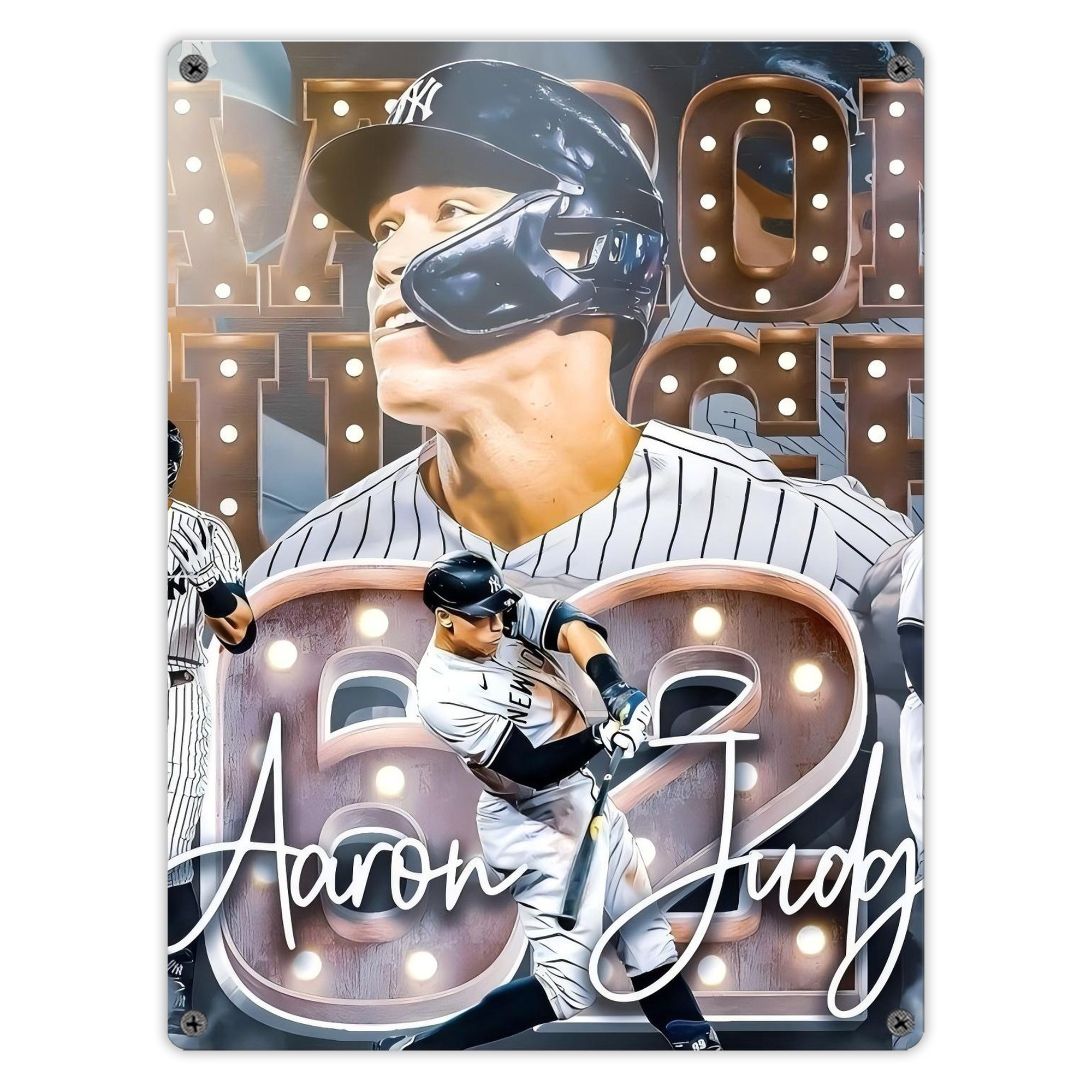 Aaron Judge 62 Home Runs Vintage Metal Tin Sign 12x16inch – Retro Wall Art Decor For Home, Bar, Kitchen, Bedroom, Office – Durable Iron Sheet Poster, Easy To Hang, Full-Color Printing
