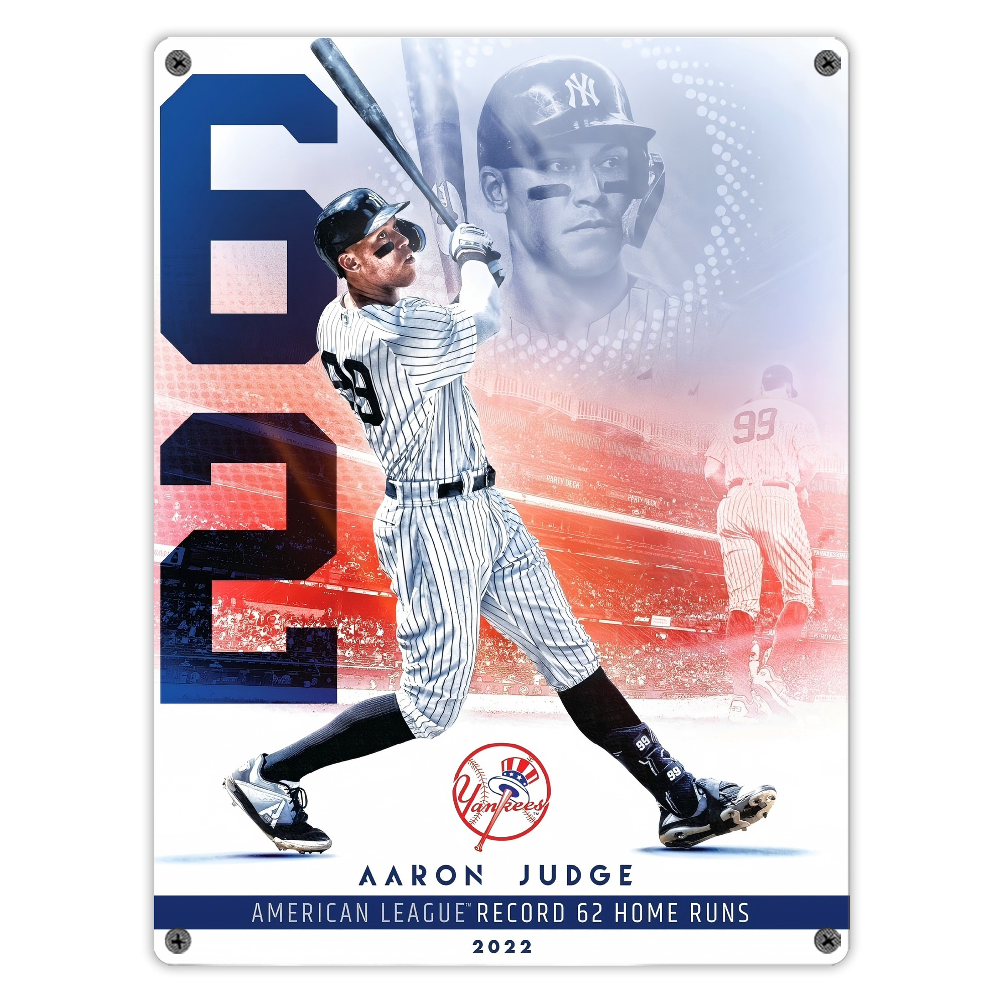Aaron Judge 62nd Home Run Vintage Metal Tin Sign 12x16inch – Retro Wall Art Decor For Home, Bar, Kitchen, Bedroom, Office – Durable Iron Sheet Poster, Easy To Hang, Full-Color Printing