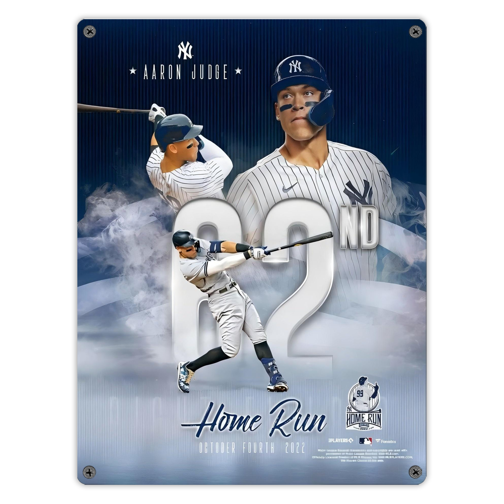 Aaron Judge 62nd Home Run 10.4.2022 Vintage Metal Tin Sign 12x16inch – Retro Wall Art Decor For Home, Bar, Kitchen, Bedroom, Office – Durable Iron Sheet Poster, Easy To Hang, Full-Color Printing