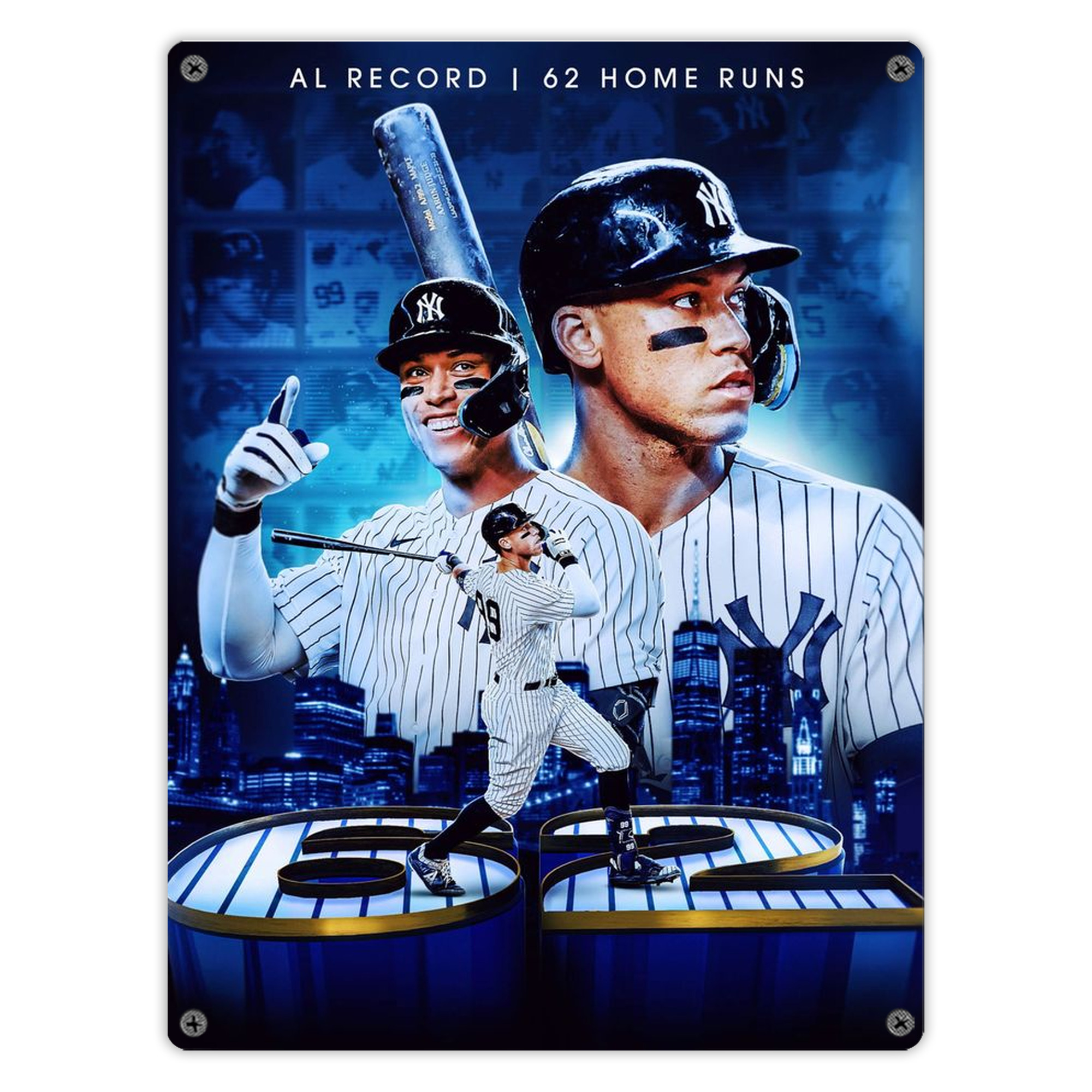 Aaron Judge AL Record 62 Home Runs Vintage Metal Tin Sign 12x16inch – Retro Wall Art Decor For Home, Bar, Kitchen, Bedroom, Office – Durable Iron Sheet Poster, Easy To Hang, Full-Color Printing