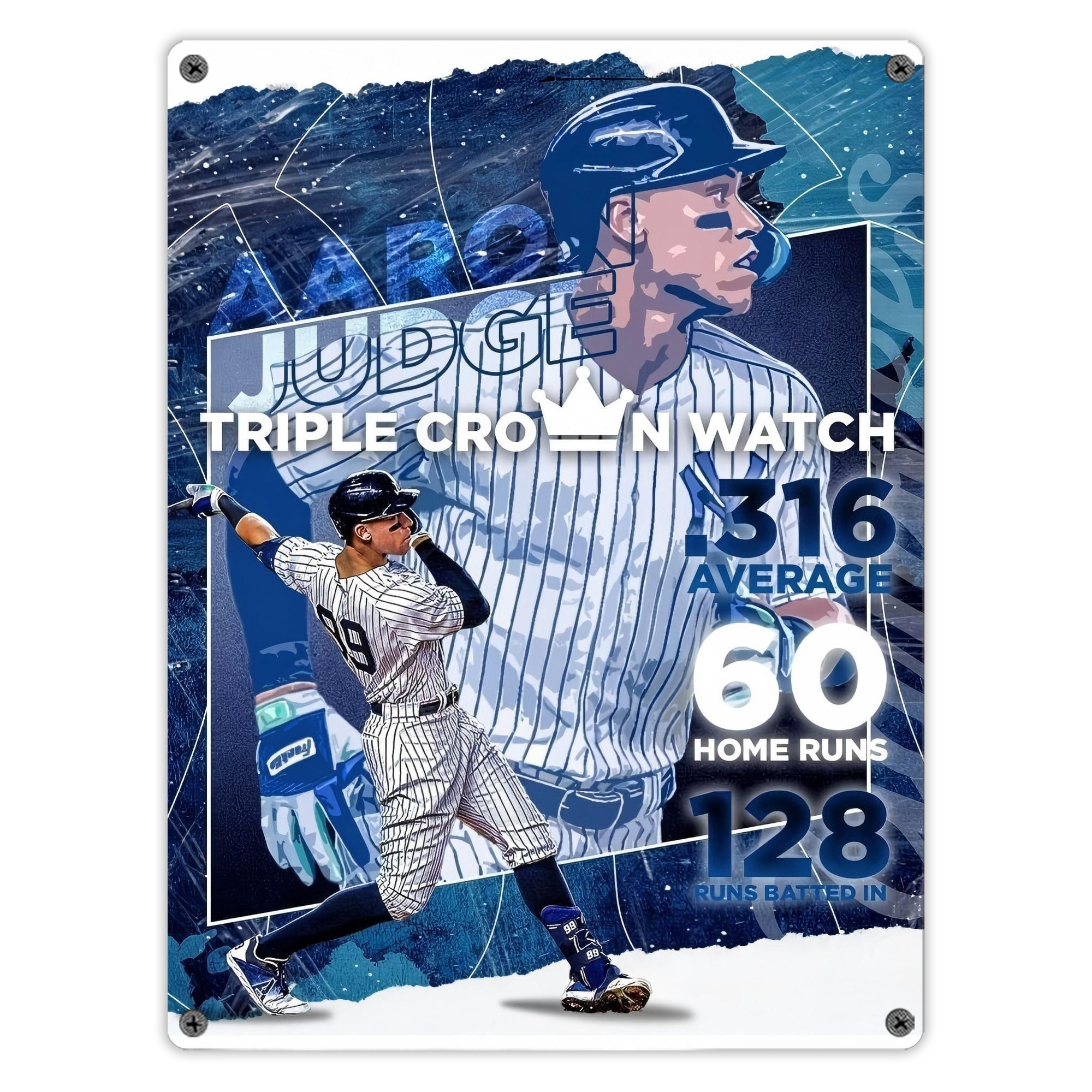 Aaron Judge Triple Crown Watch Vintage Metal Tin Sign 12x16inch – Retro Wall Art Decor For Home, Bar, Kitchen, Bedroom, Office – Durable Iron Sheet Poster, Easy To Hang, Full-Color Printing