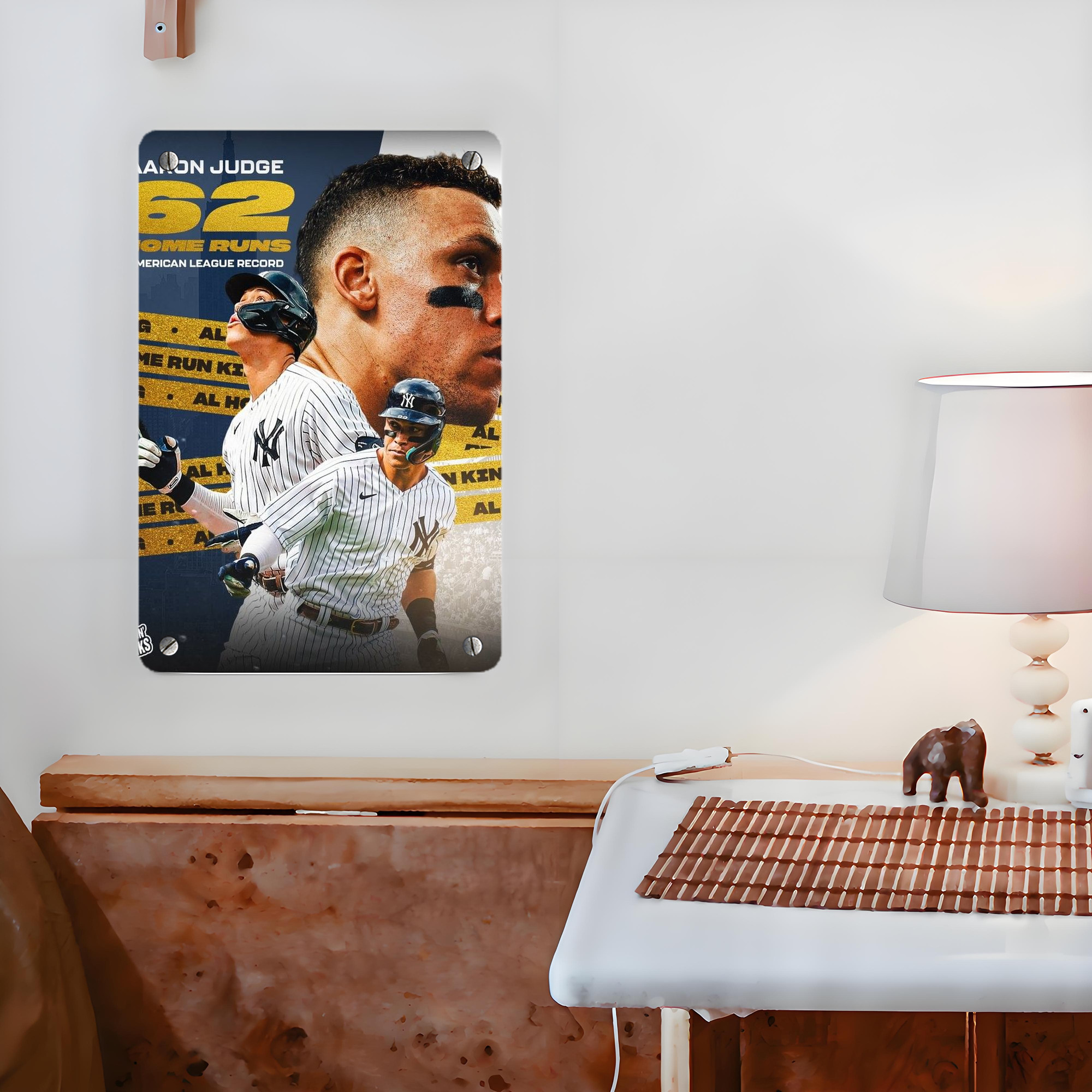 Aaron Judge  62 Home Runs AL Record Metal Tin Sign 8x12inch - High-Quality Full-Print Decorative Wall Art, Durable Rust-Resistant Metal Plaque For Living Room, Bedroom, Kitchen, Office, Bar Décor