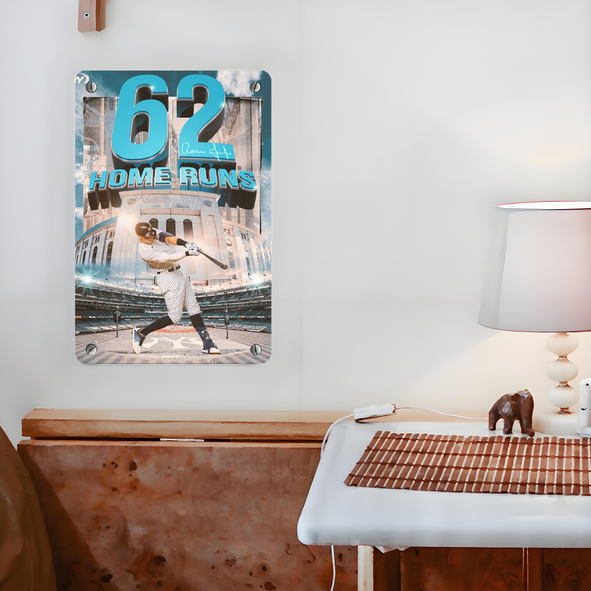 Aaron Judge 62 Home Runs Metal Tin Sign 8x12inch - High-Quality Full-Print Decorative Wall Art, Durable Rust-Resistant Metal Plaque For Living Room, Bedroom, Kitchen, Office, Bar Décor