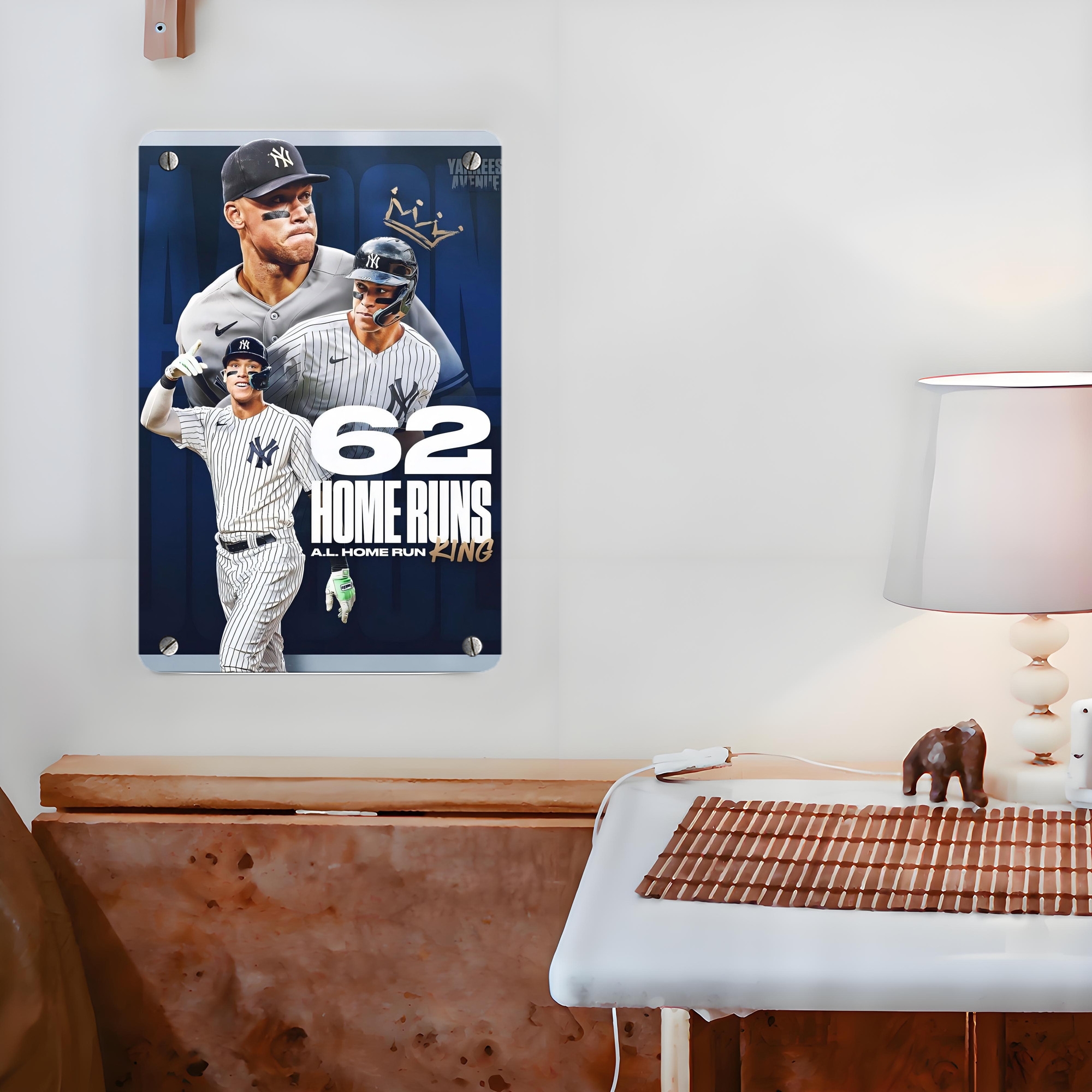 Aaron Judge 62 Home Runs AL Home Run King Metal Tin Sign 8x12inch - High-Quality Full-Print Decorative Wall Art, Durable Rust-Resistant Metal Plaque For Living Room, Bedroom, Kitchen, Office, Bar Décor