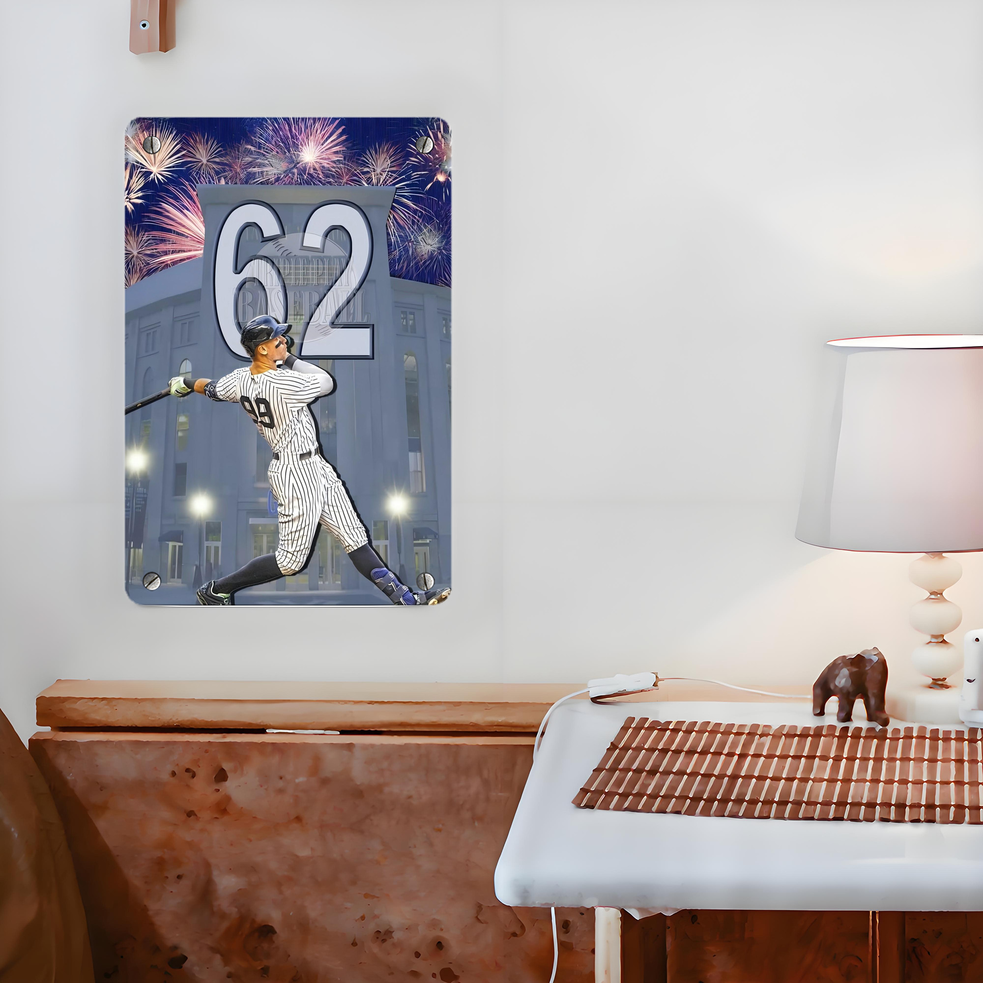 Aaron Judge 62 Home Runs Record Metal Tin Sign 8x12inch - High-Quality Full-Print Decorative Wall Art, Durable Rust-Resistant Metal Plaque For Living Room, Bedroom, Kitchen, Office, Bar Décor