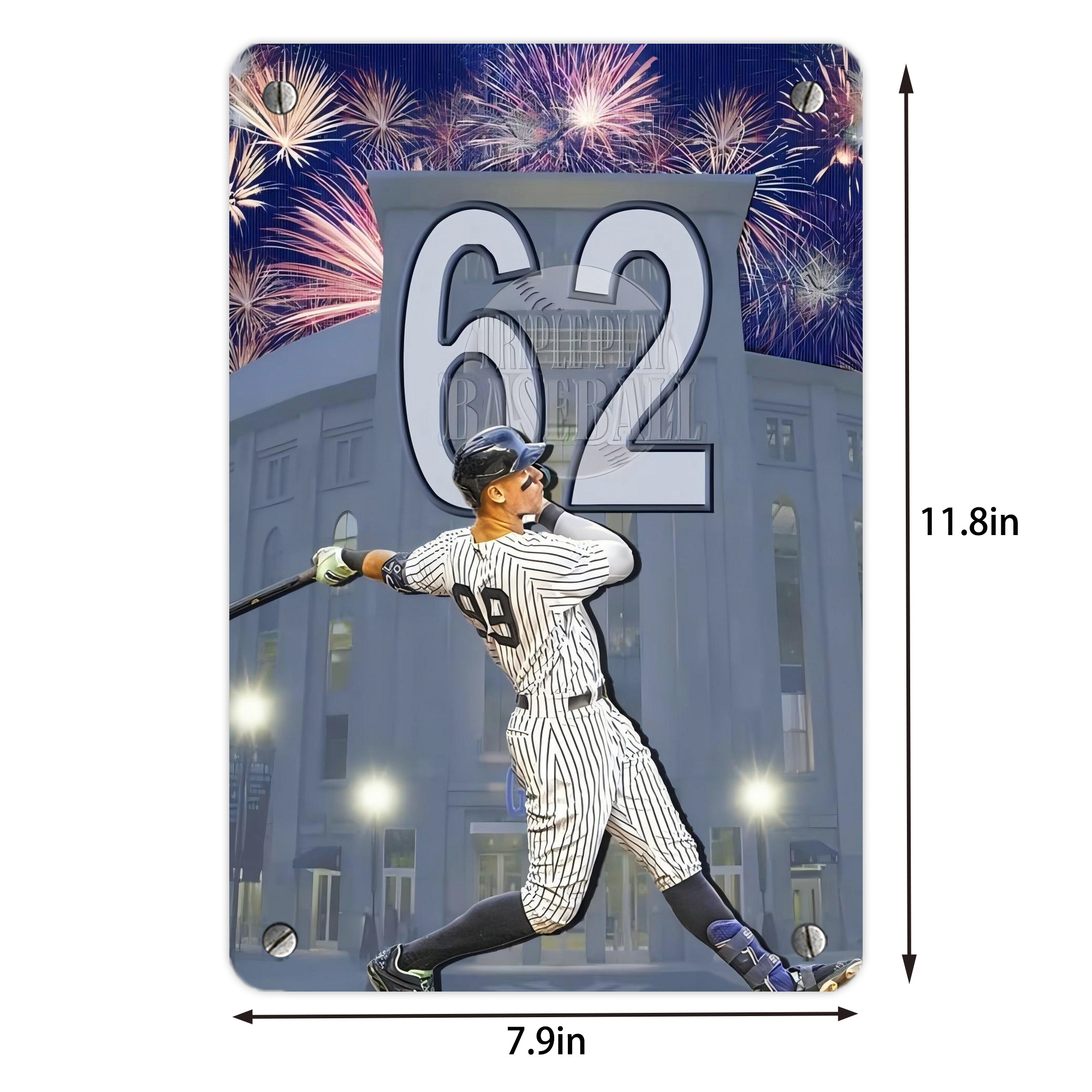 Aaron Judge 62 Home Runs Record Metal Tin Sign 8x12inch - High-Quality Full-Print Decorative Wall Art, Durable Rust-Resistant Metal Plaque For Living Room, Bedroom, Kitchen, Office, Bar Décor