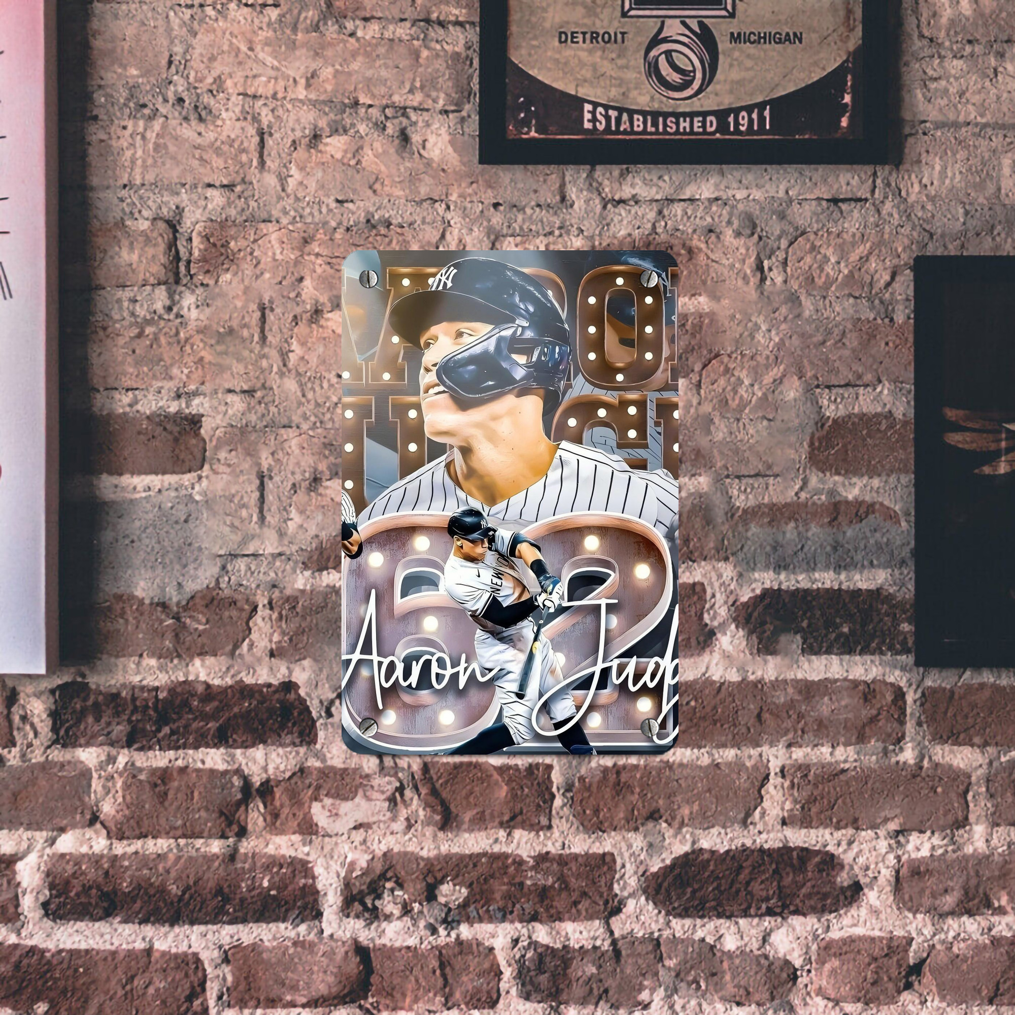 Aaron Judge 62 Home Runs Metal Tin Sign 8x12inch - High-Quality Full-Print Decorative Wall Art, Durable Rust-Resistant Metal Plaque For Living Room, Bedroom, Kitchen, Office, Bar Décor