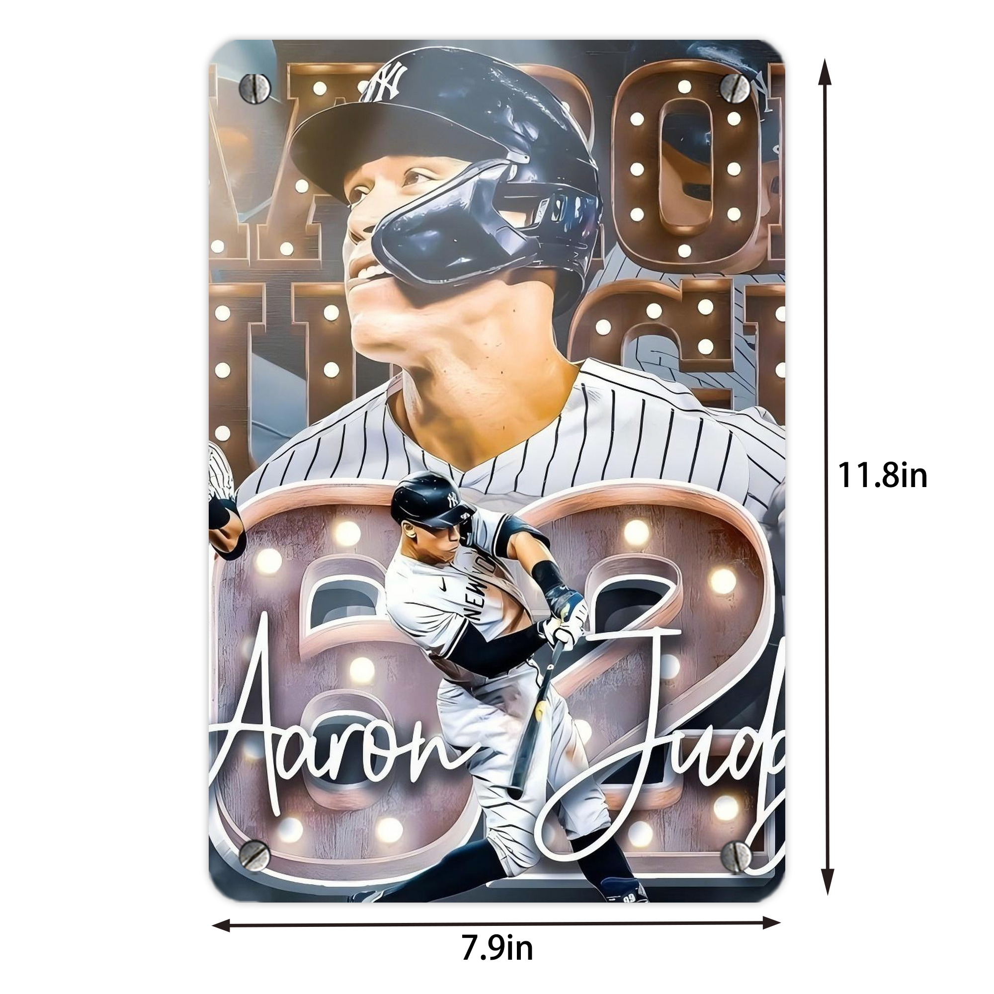 Aaron Judge 62 Home Runs Metal Tin Sign 8x12inch - High-Quality Full-Print Decorative Wall Art, Durable Rust-Resistant Metal Plaque For Living Room, Bedroom, Kitchen, Office, Bar Décor
